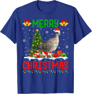 Xmas Dove Bird Lighting Santa Merry Christmas Mourning Dove T-Shirt - T-Shirt | Royal