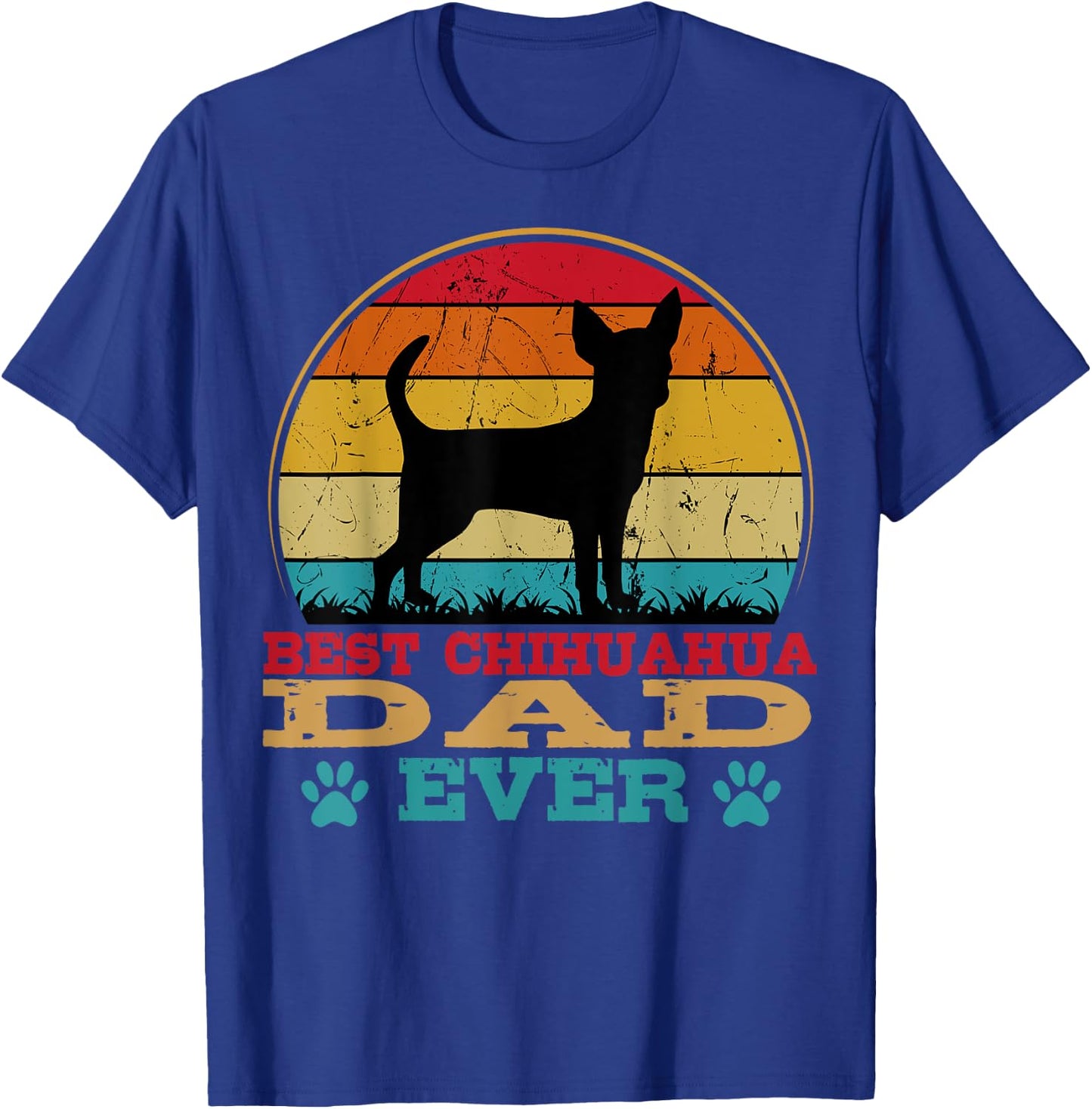 Chihuahua Dad Retro Vintage Dog Owner Breeder Father's Day Men Women Girls Kids T-Shirt - T-Shirt | Royal