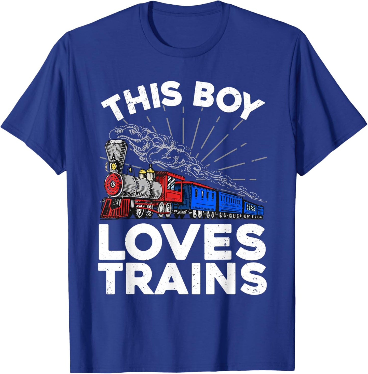 Cool Train Art For Boys Kids Toddlers Train Lovers Railroad T-Shirt - T-Shirt | Royal