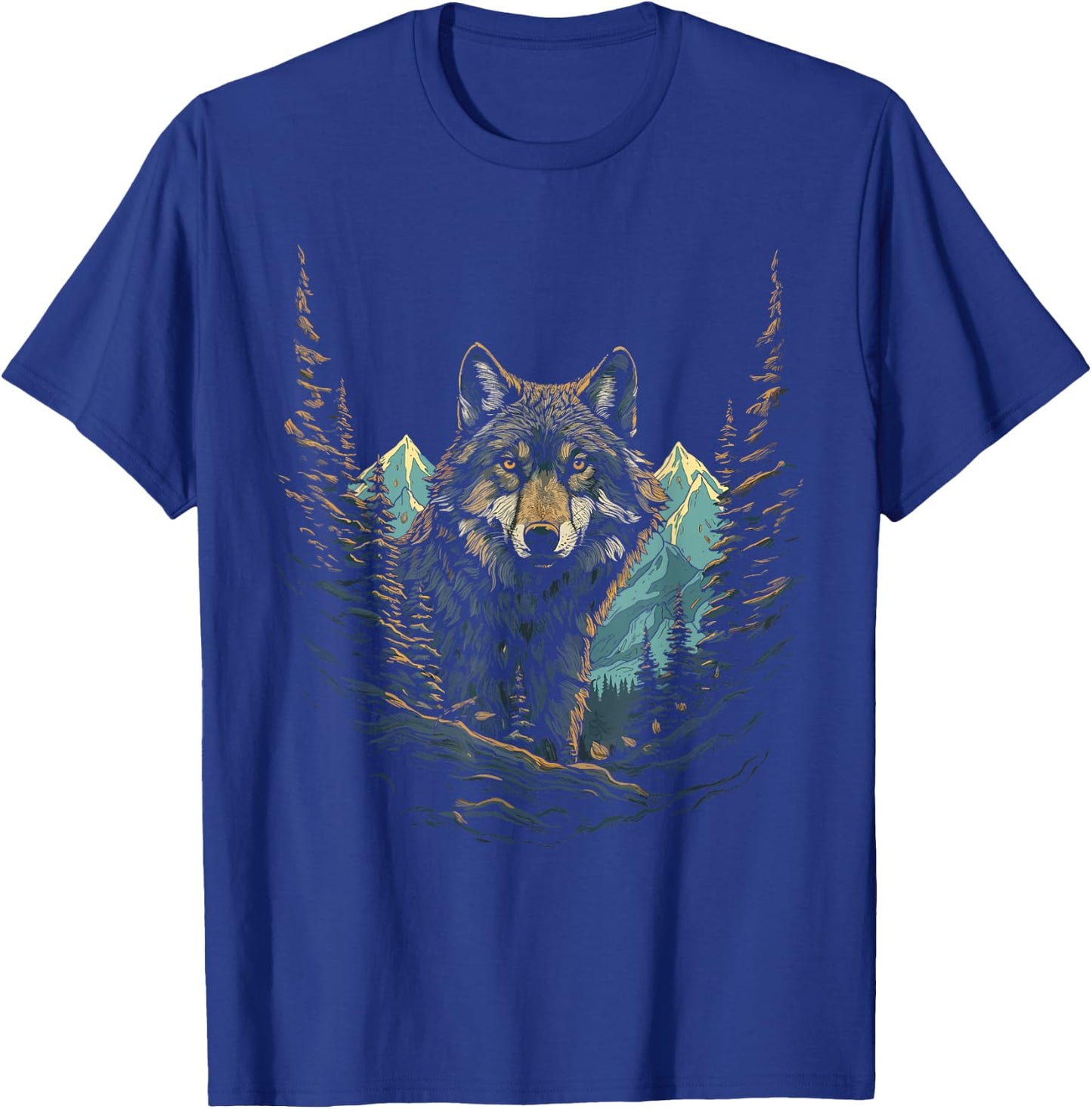 Wolf in Mountains, Forest Nature Art Women, Men T-Shirt - T-Shirt | Royal