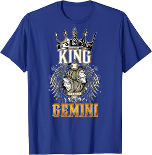 Happy Birthday Gemini King Black King Zodiac Birthday T-Shirt - T-Shirt | Royal