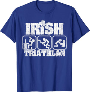 Irish Triathlon St. Patrick's Day Day Drinking Party T-Shirt - T-Shirt | Royal