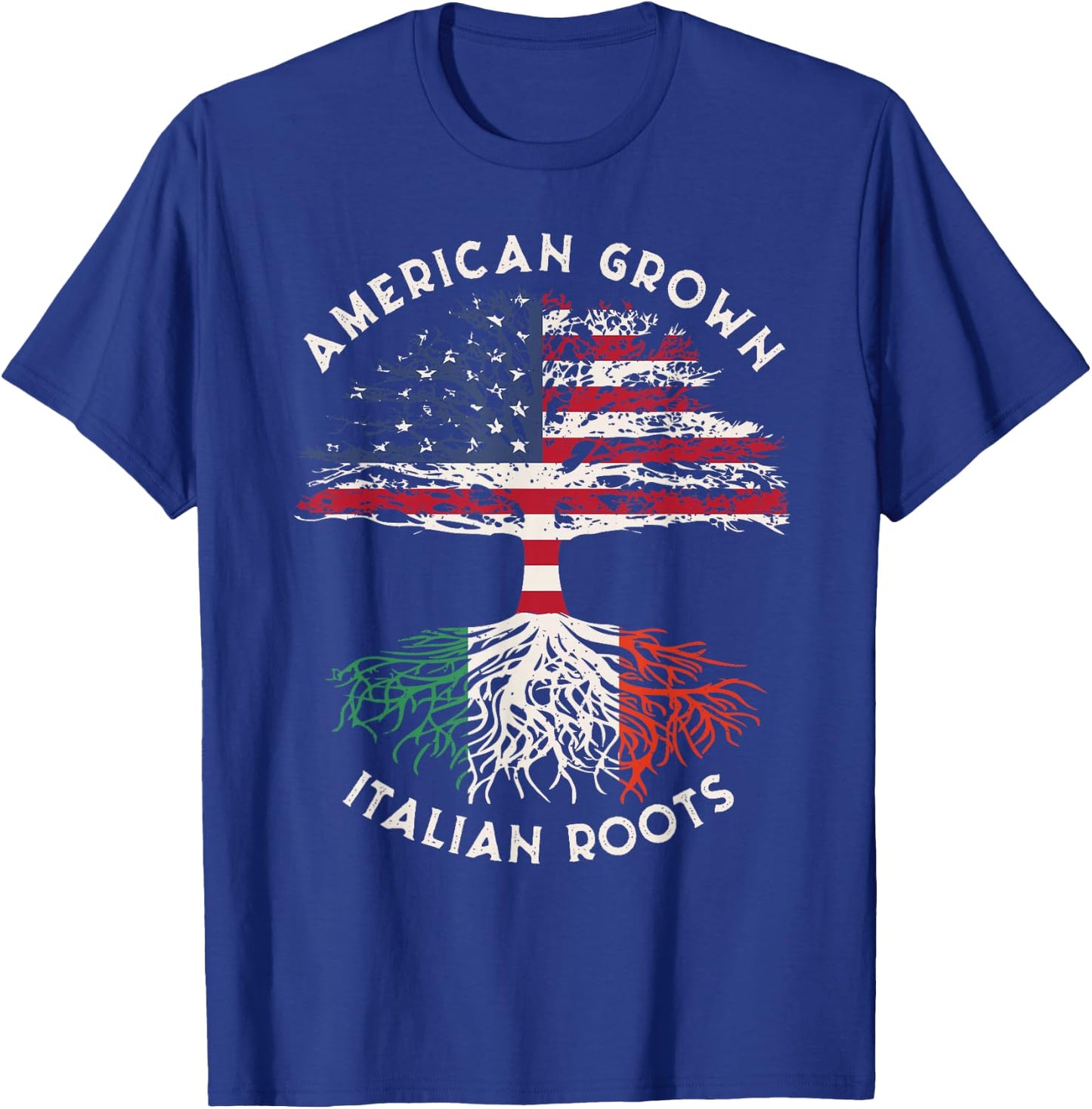 American Grown Italian Roots Family Tree Italy Flag Italian T-Shirt - T-Shirt | Royal