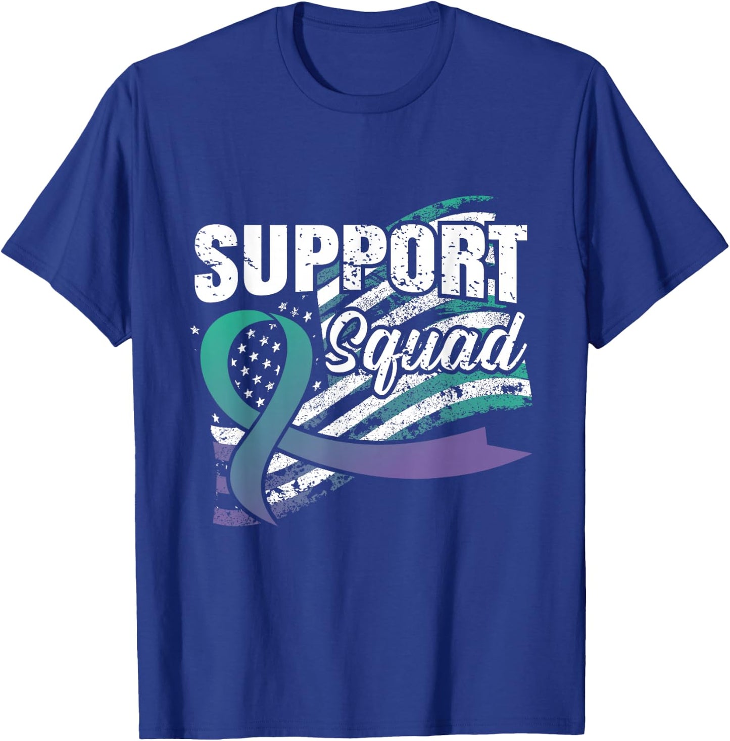 Anal Cancer Support Squad USA Flag Awareness Ribbon T-Shirt - T-Shirt | Royal