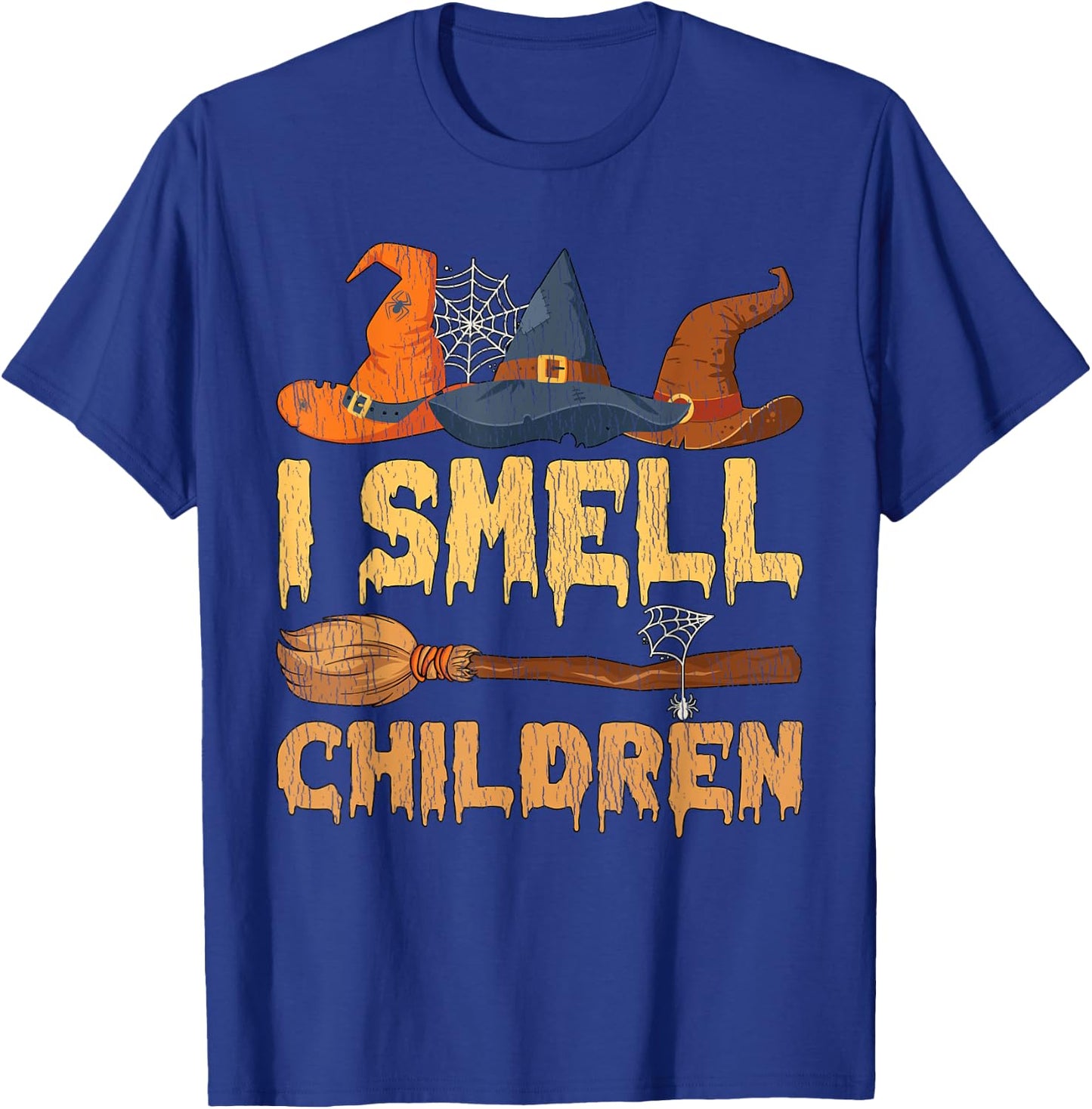Vintage I Smell Children Hocus Pocus Witch Broom Halloween T-Shirt - T-Shirt | Royal