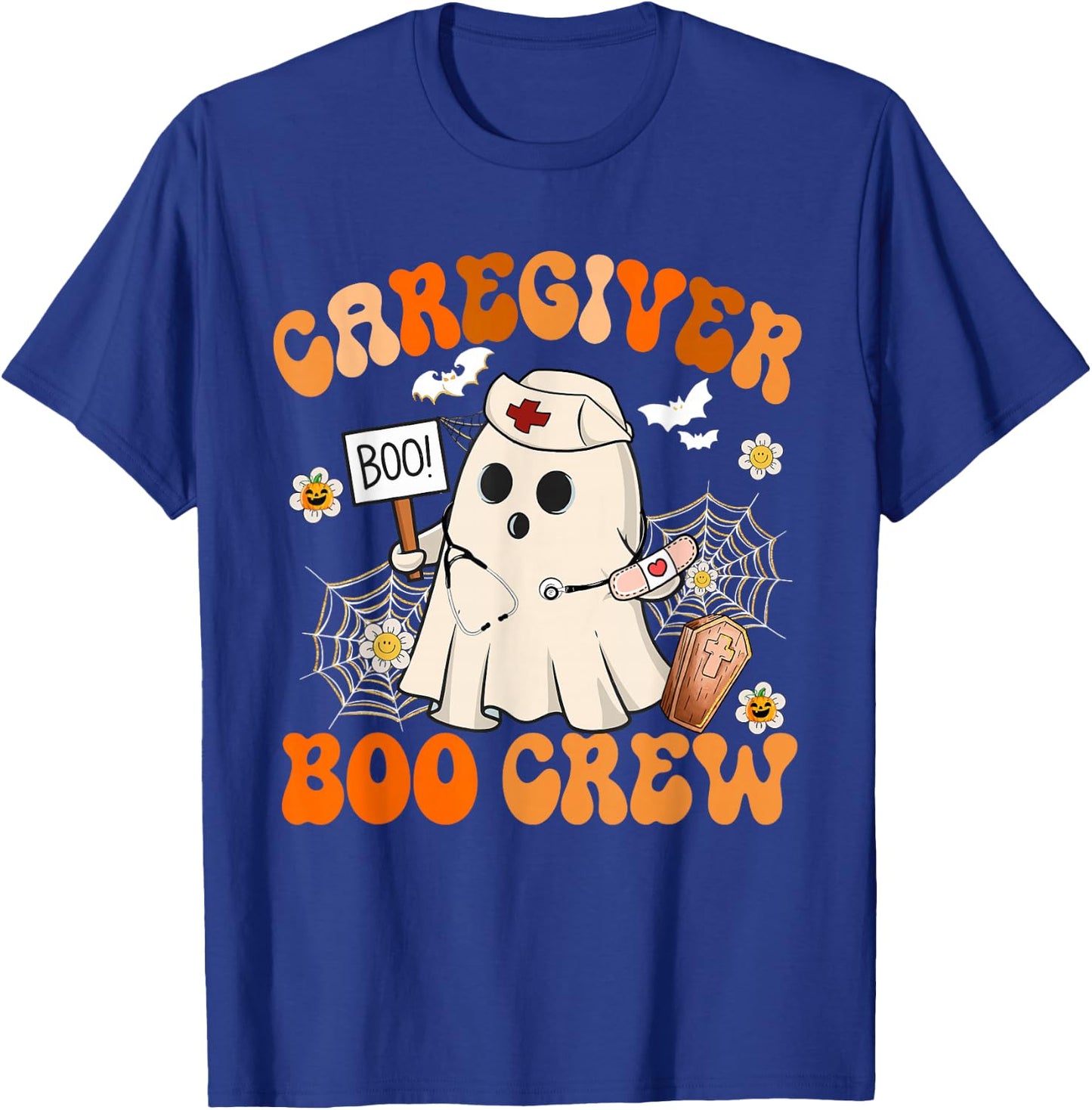 Caregiver Boo Crew Funny Ghost Halloween Costumes T-Shirt - T-Shirt | Royal