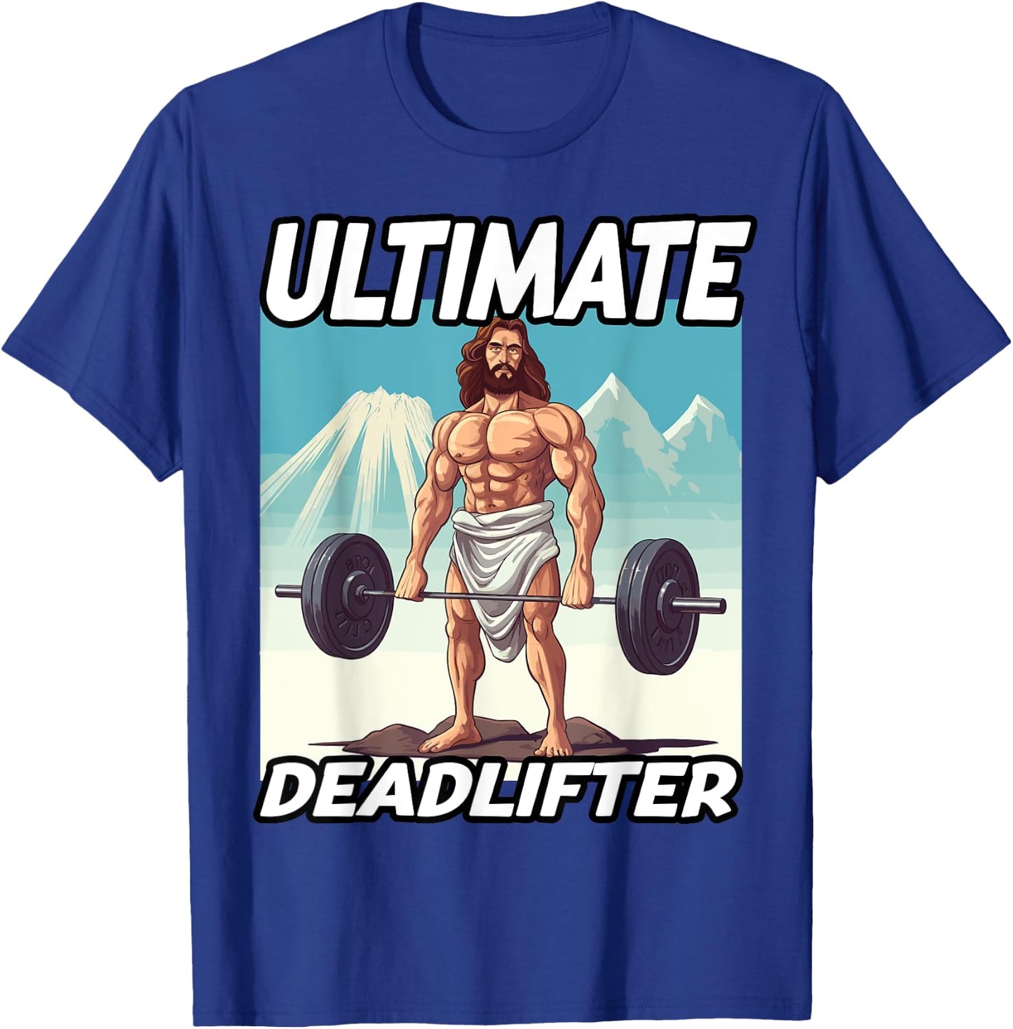 Funny Jesus Gym Workout Ultimate Deadlifter Jesus T-Shirt - T-Shirt | Royal
