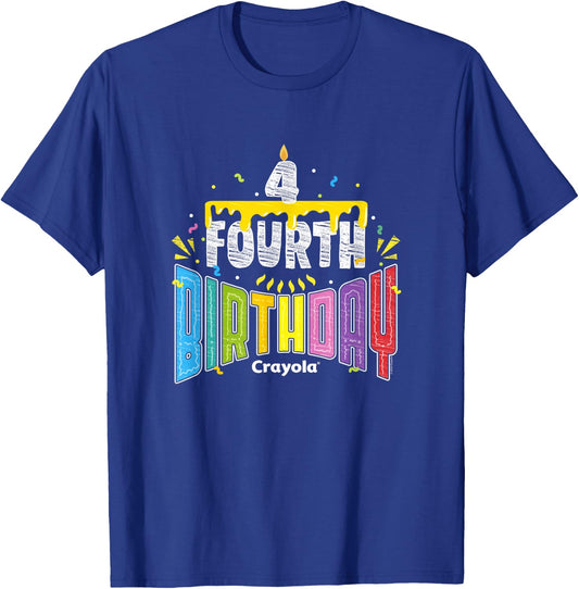 Crayola Fourth Birthday Colorful Celebration Cake Logo T-Shirt - T-Shirt | Royal