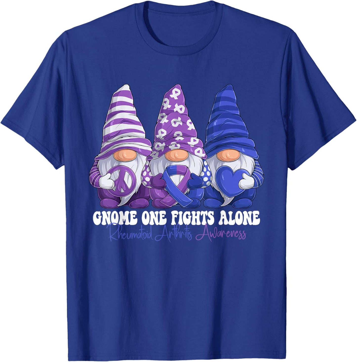Funny Gnomies Rheumatoid Arthritis Awareness Month Ribbon T-Shirt - T-Shirt | Royal