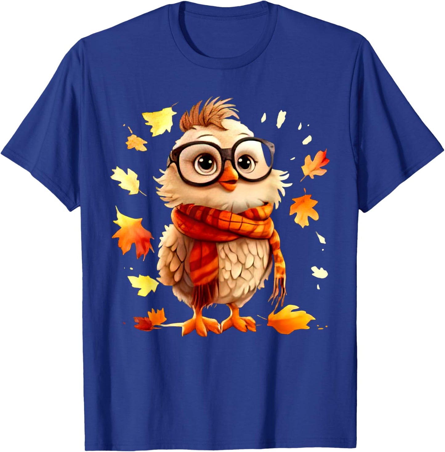 Cute Chick Fall Leaves Chicken Farm Animal Autumn T-Shirt - T-Shirt | Royal