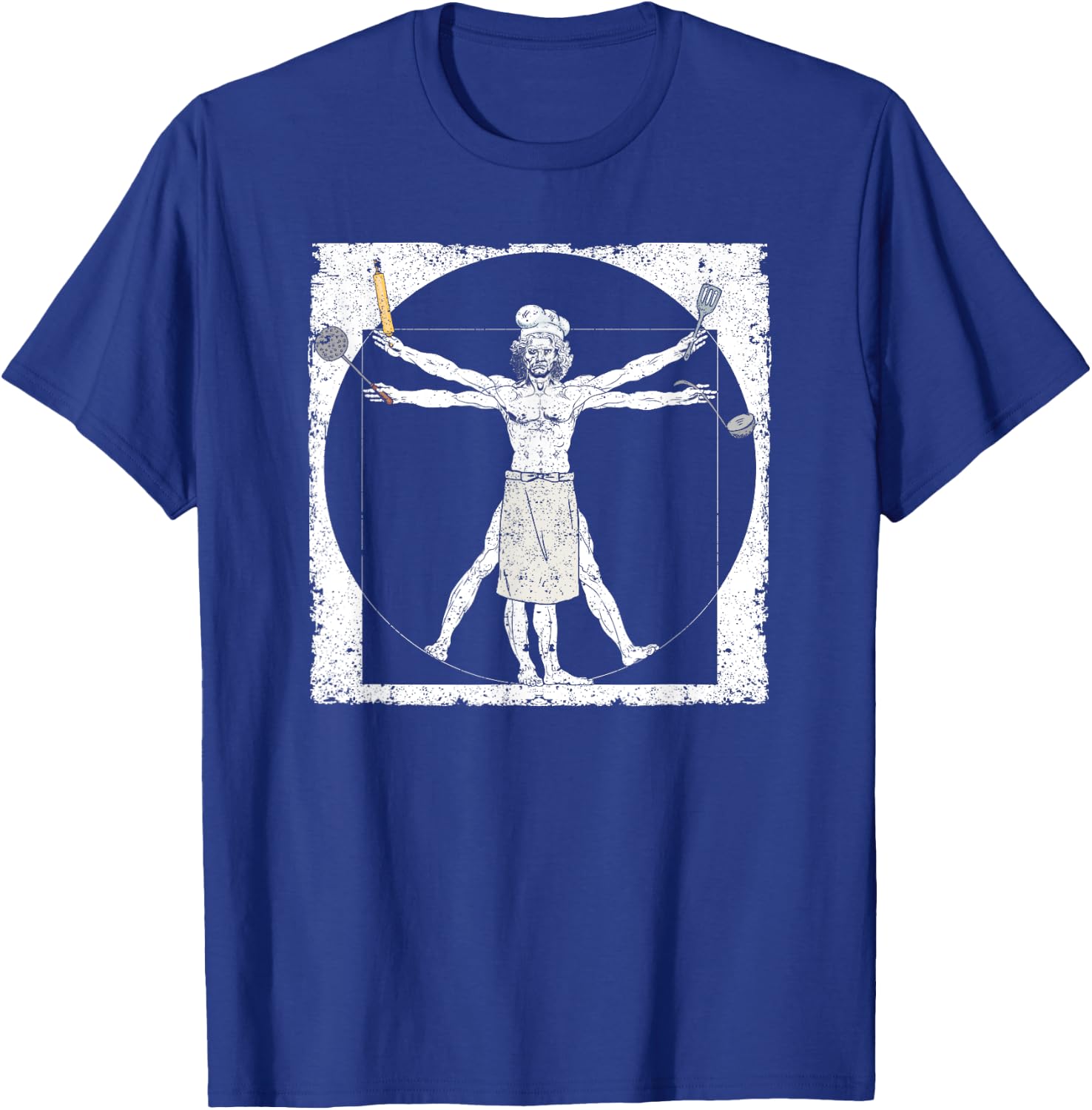 Chef Vitruvian Da Vinci Funny Cooking Chief Cook Culinary T-Shirt - T-Shirt | Royal