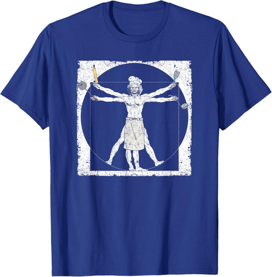 Chef Vitruvian Da Vinci Funny Cooking Chief Cook Culinary T-Shirt - T-Shirt | Royal