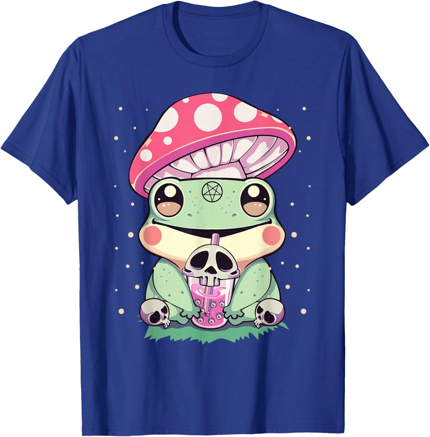 Pastel Goth Kawaii Frog Boba Tea and Mushroom Frog T-Shirt - T-Shirt | Royal