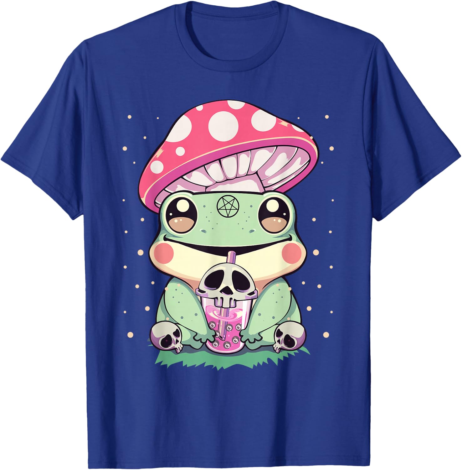 Pastel Goth Kawaii Frog Boba Tea and Mushroom Frog T-Shirt - T-Shirt | Royal