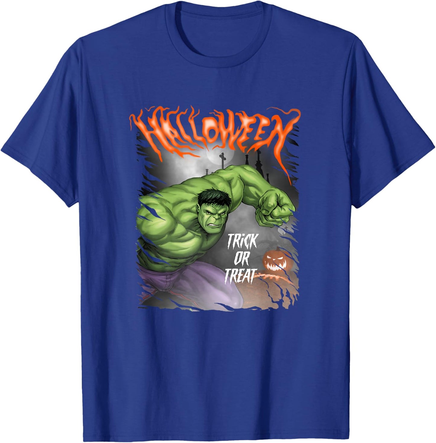 Marvel Comics Retro Classic Halloween Hulk Pumpkin Poster T-Shirt - T-Shirt | Royal