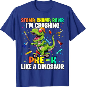 Dinosaur Pre-K Back to School First Day of School Boys T-Shirt - T-Shirt | Royal