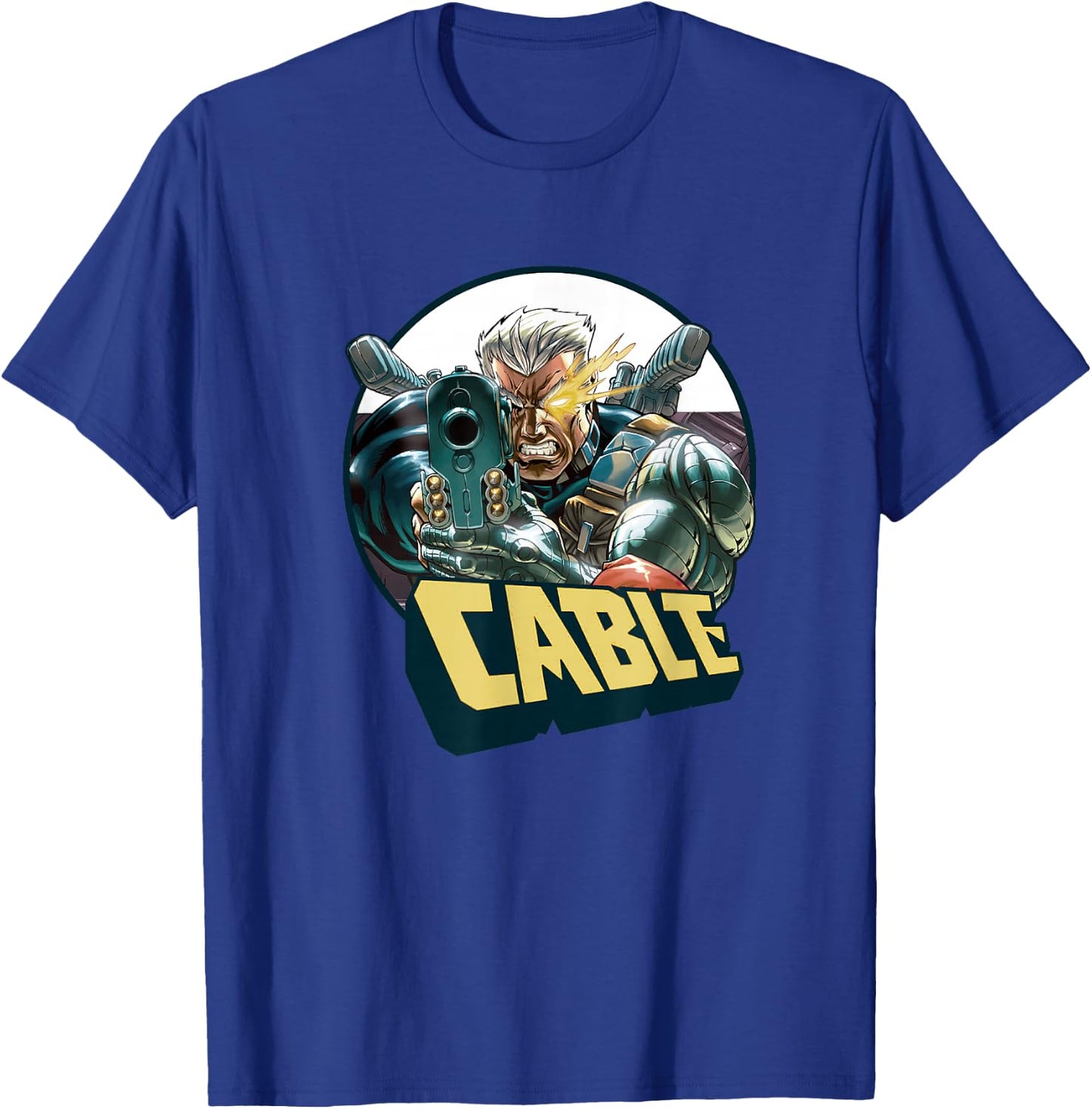 Marvel X-Men Cable Action Packed Circle Portrait T-Shirt - T-Shirt | Royal