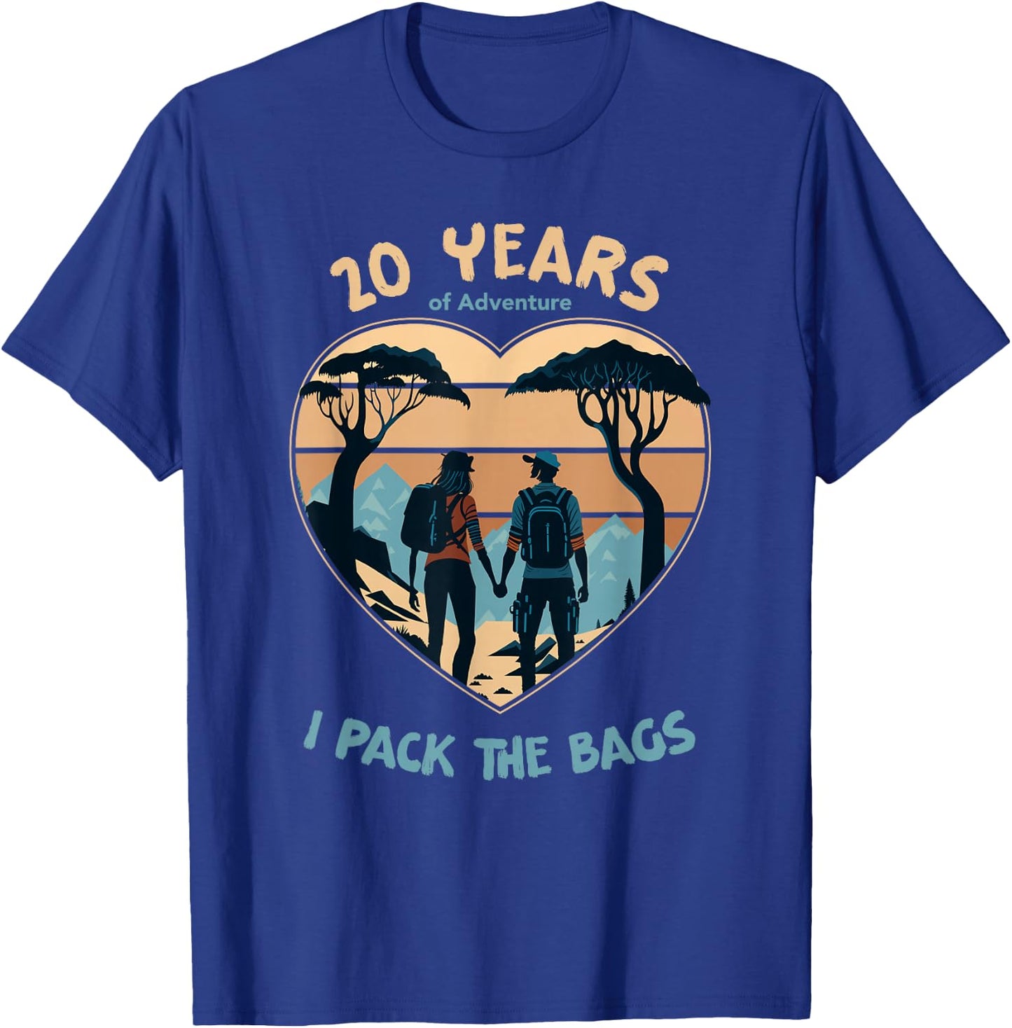 20 Years Adventure Pack the Bags 20th Anniversary Matching T-Shirt - T-Shirt | Royal