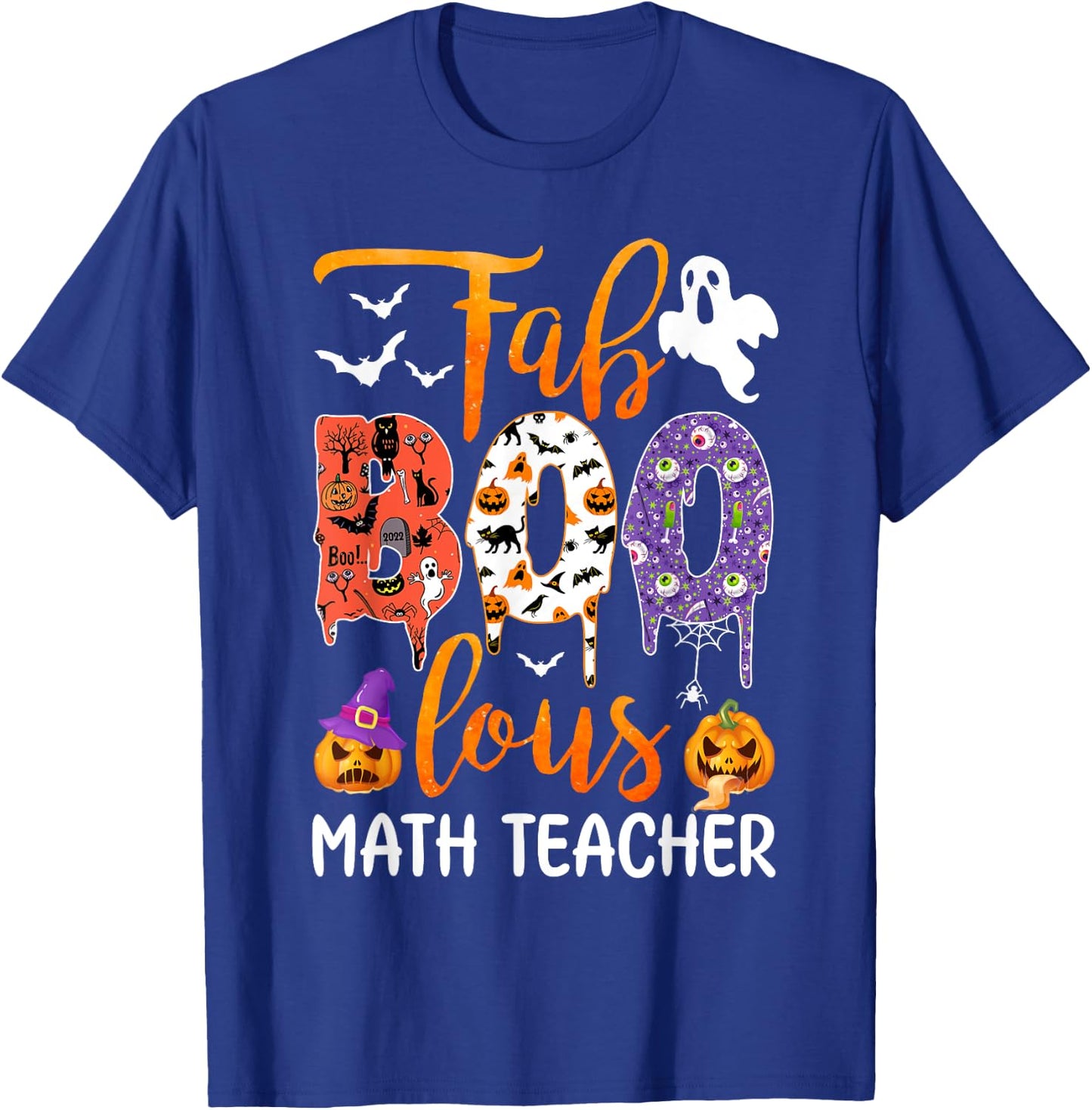 Fab Boo Lous Math Teacher Boo Ghost Halloween Math Teacher T-Shirt - T-Shirt | Royal