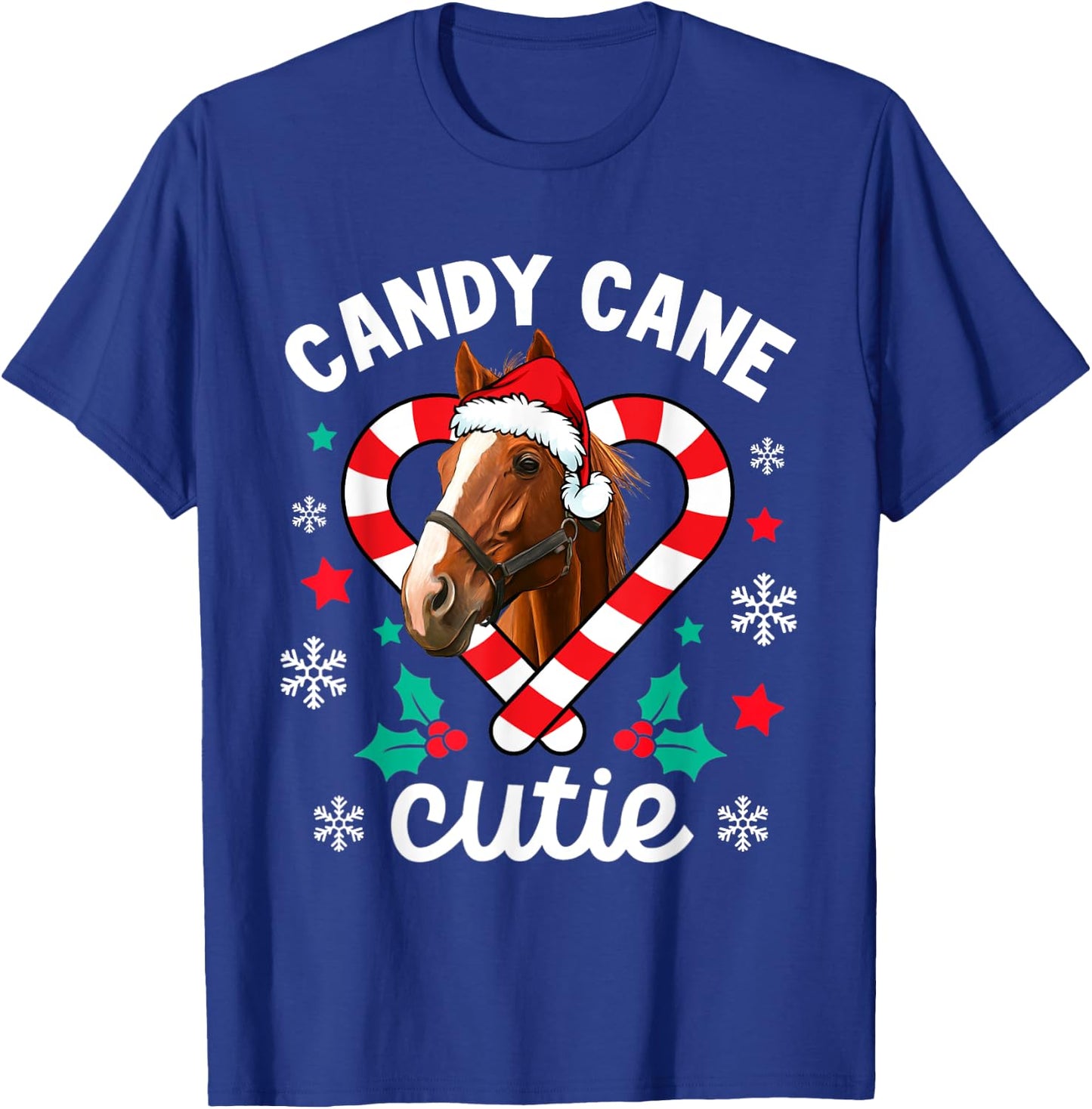 Horse Candy Cane Cutie Funny Christmas T-Shirt - T-Shirt | Royal
