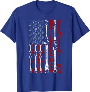 American Flag Mechanic Shirts Patriotic Mechanic USA Flag Kids Men T-Shirt - T-Shirt | Royal