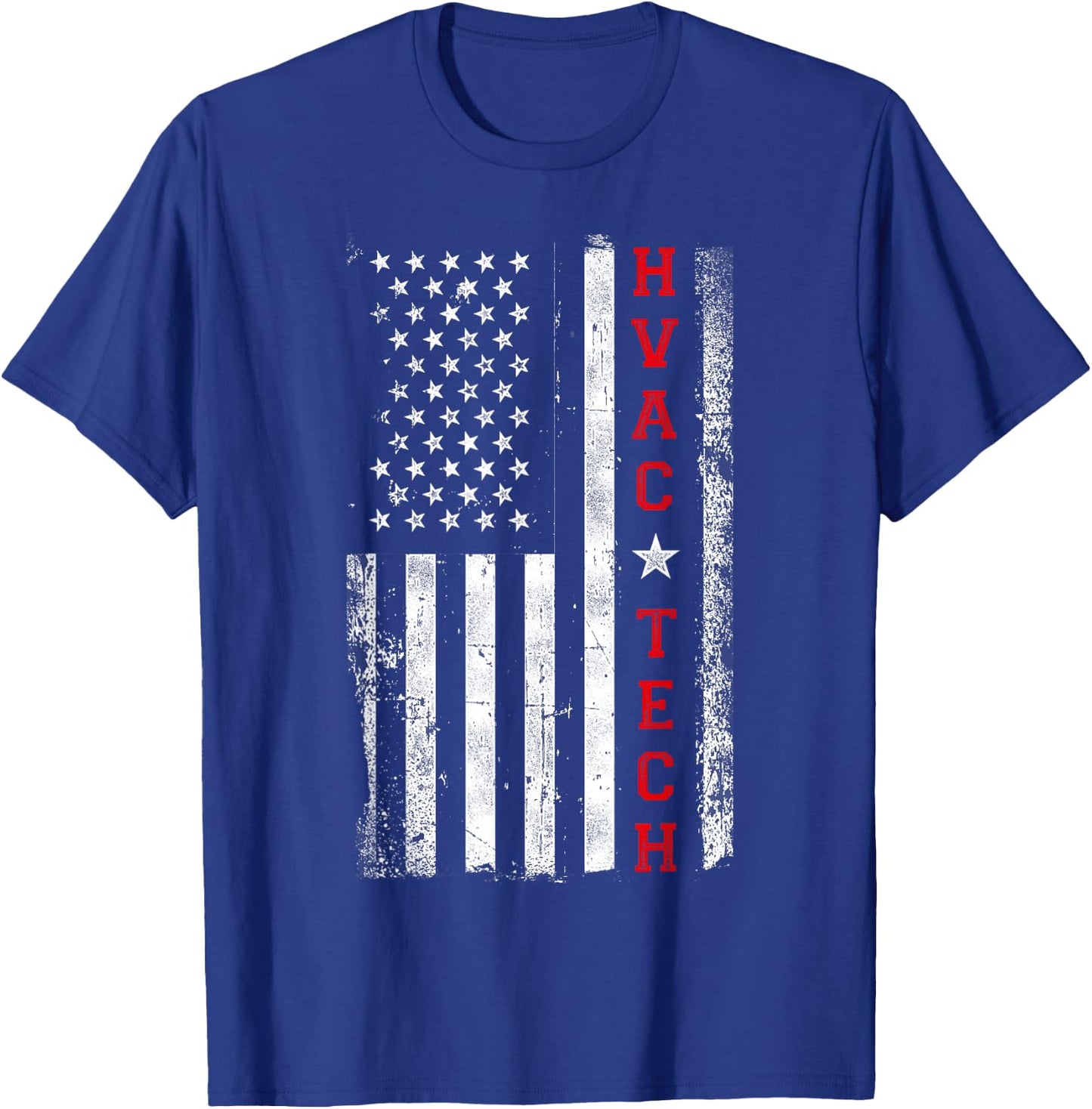 HVAC Technician Tech American Flag Vintage Hvac Technician T-Shirt - T-Shirt | Royal