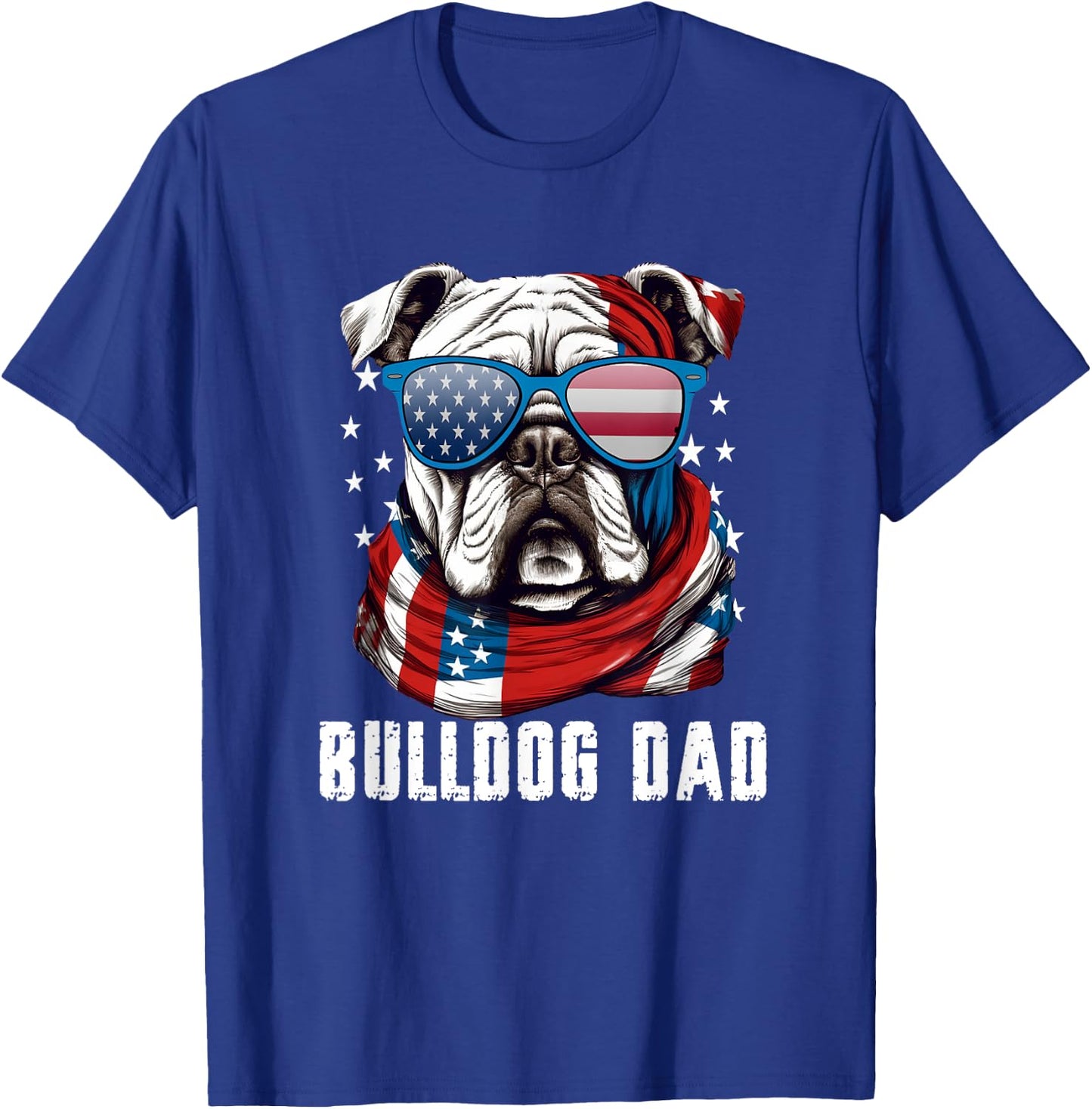 American Bulldog Dad USA Flag 4th of July Dog Father T-Shirt - T-Shirt | Royal