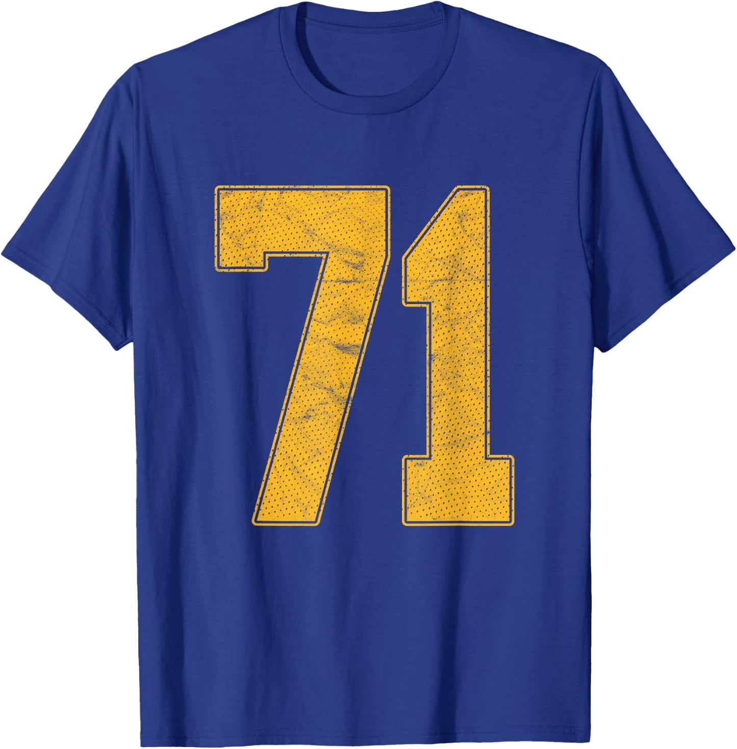 Number 71 Numbered Uniform Sports Team Jersey 71st Birthday T-Shirt - T-Shirt | Royal