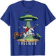Believe Bigfoot Dinosaur Alien UFO Jesus Riding On Unicorn T-Shirt - T-Shirt | Royal