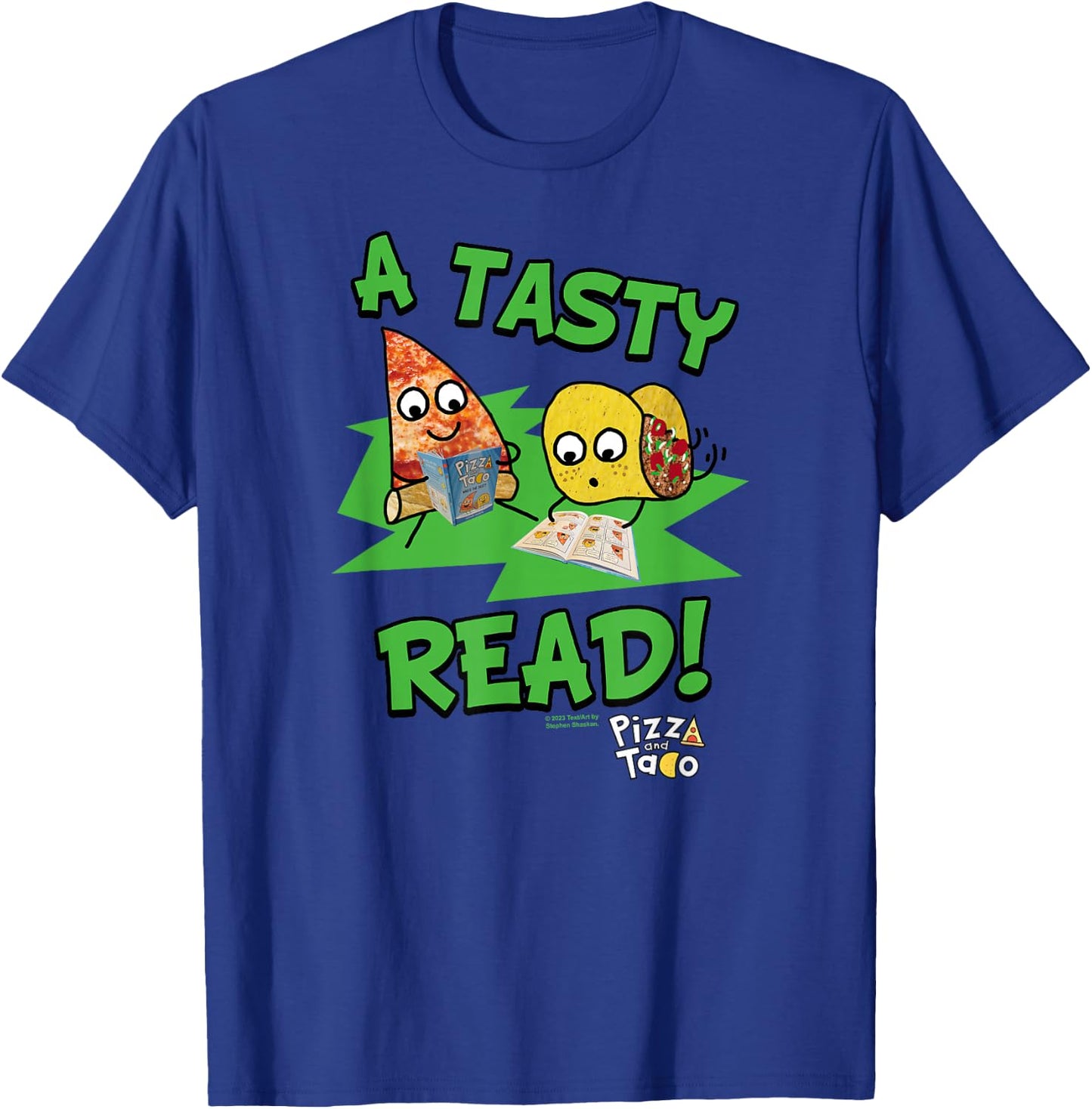 Pizza and Taco A Tasty Read T-Shirt - T-Shirt | Royal