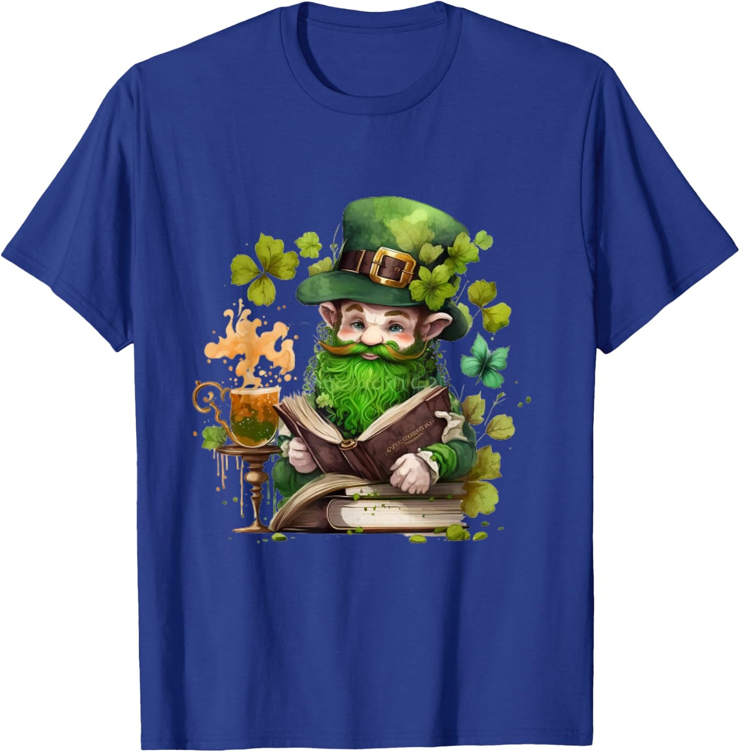 leprechaun Reading Books shamrock saint Patrick's day T-Shirt - T-Shirt | Royal