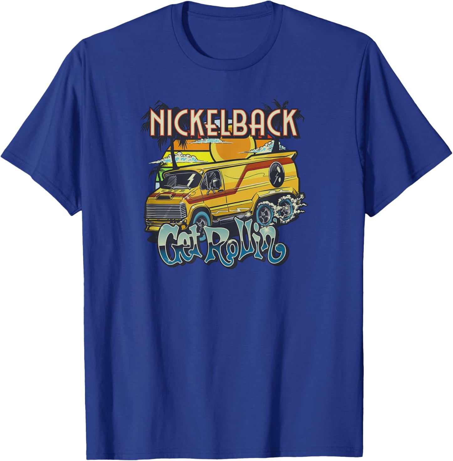 Nickelback Get Rollin' Cover (Blue) T-Shirt - T-Shirt | Royal