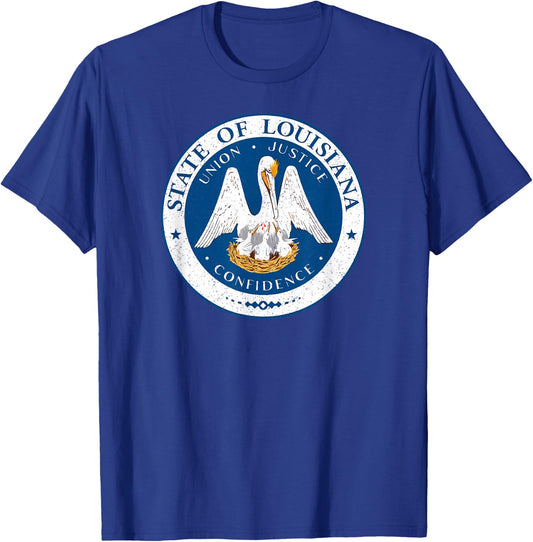 Louisiana State Seal Flag T-Shirt - T-Shirt | Royal
