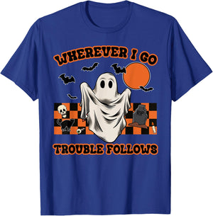 Wherever I Go Trouble Follows Funny Couple Halloween Costume T-Shirt - T-Shirt | Royal