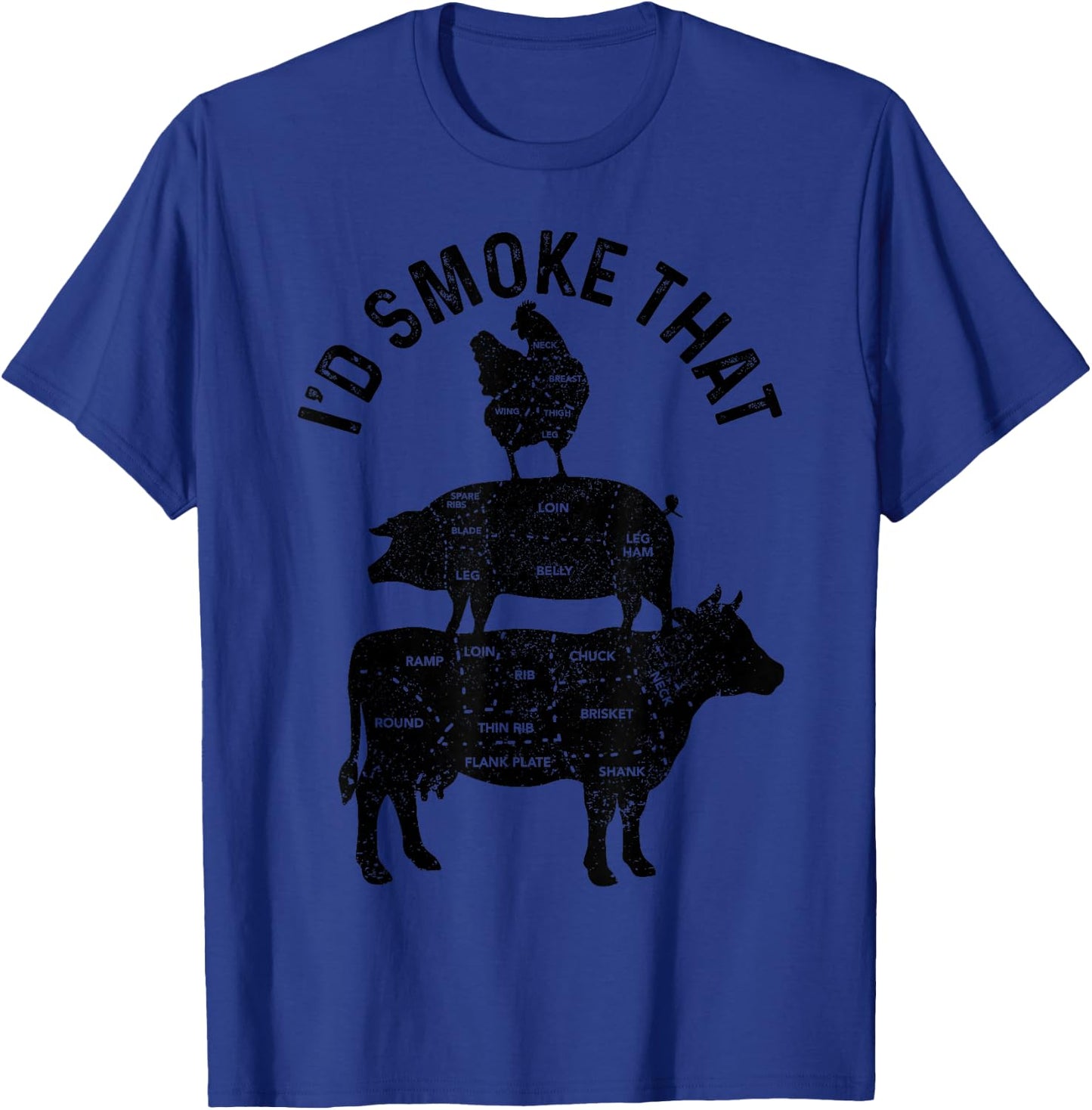 Chef Butcher BBQ I'd Smoke That Pork Beef Funny Father's Day T-Shirt - T-Shirt | Royal