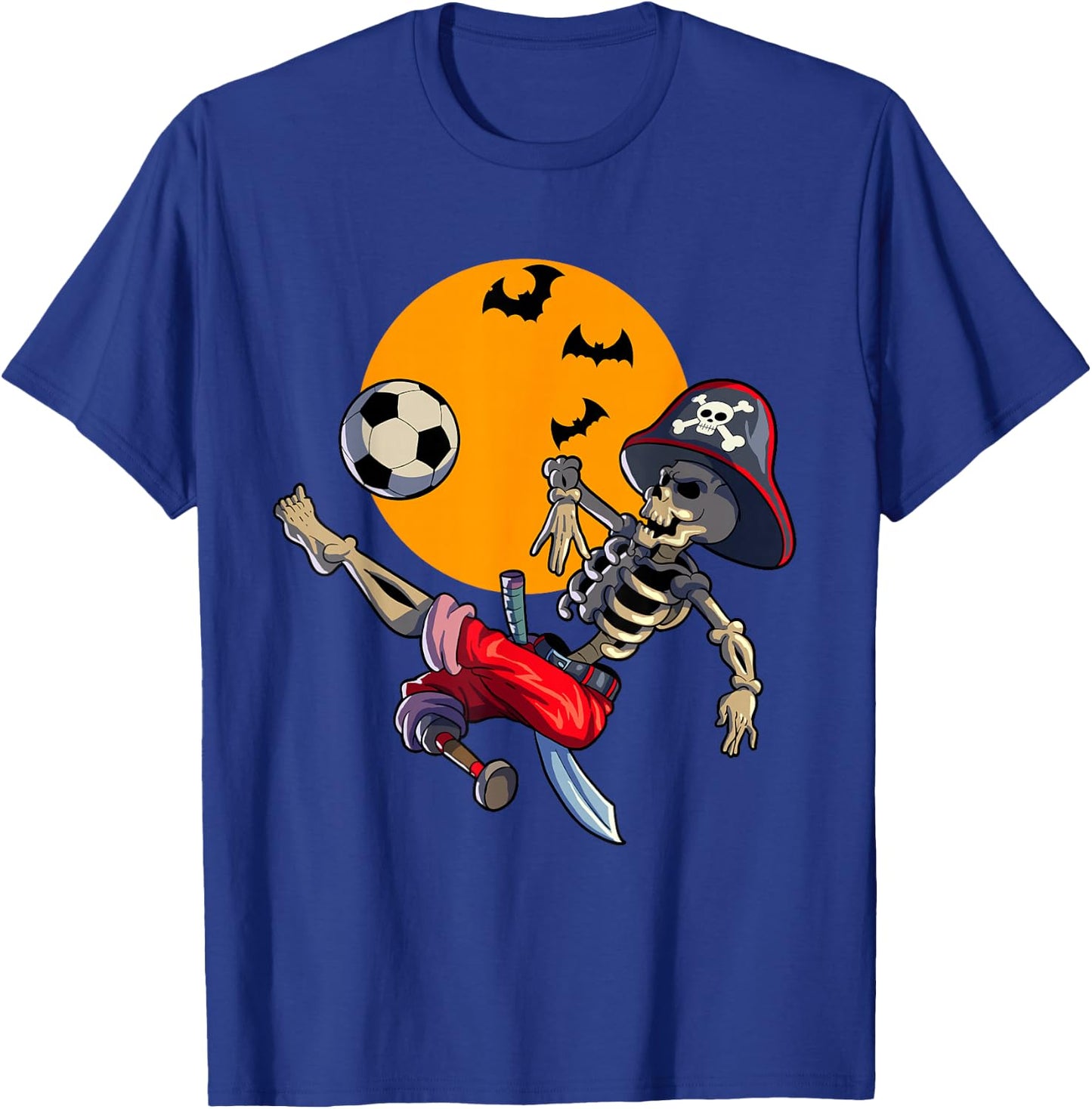 Soccer Skeleton Halloween Boys Soccer Pirate Halloween T-Shirt - T-Shirt | Royal