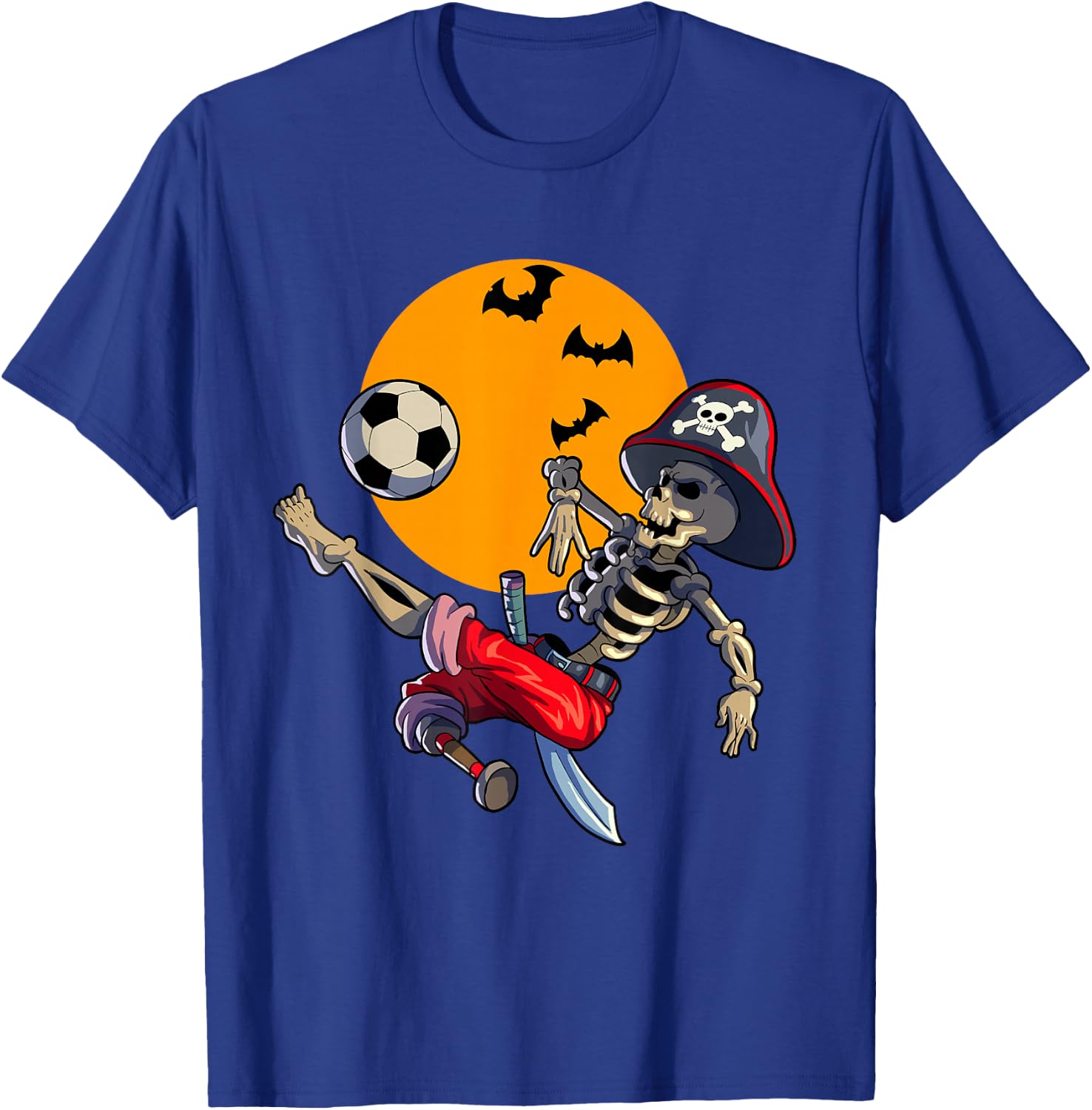Soccer Skeleton Halloween Boys Soccer Pirate Halloween T-Shirt - T-Shirt | Royal
