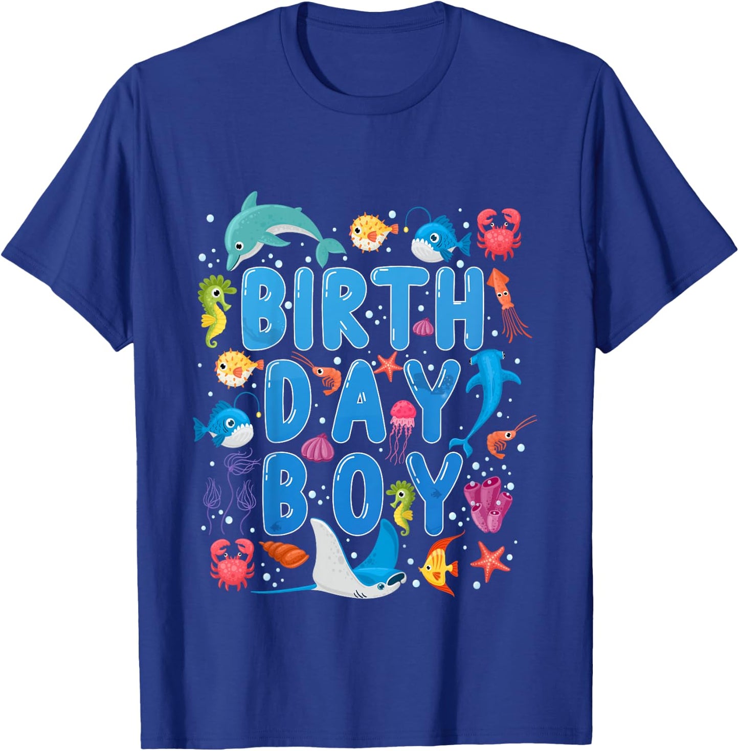 Kids Birthday Boy Ocean Animals Theme Birthday Party Under Sea T-Shirt - T-Shirt | Royal