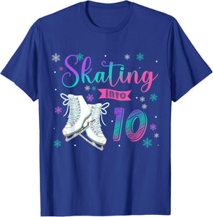 Ice Skating Rolling 10th Birthday Party Girl Family Matching T-Shirt - T-Shirt | Royal