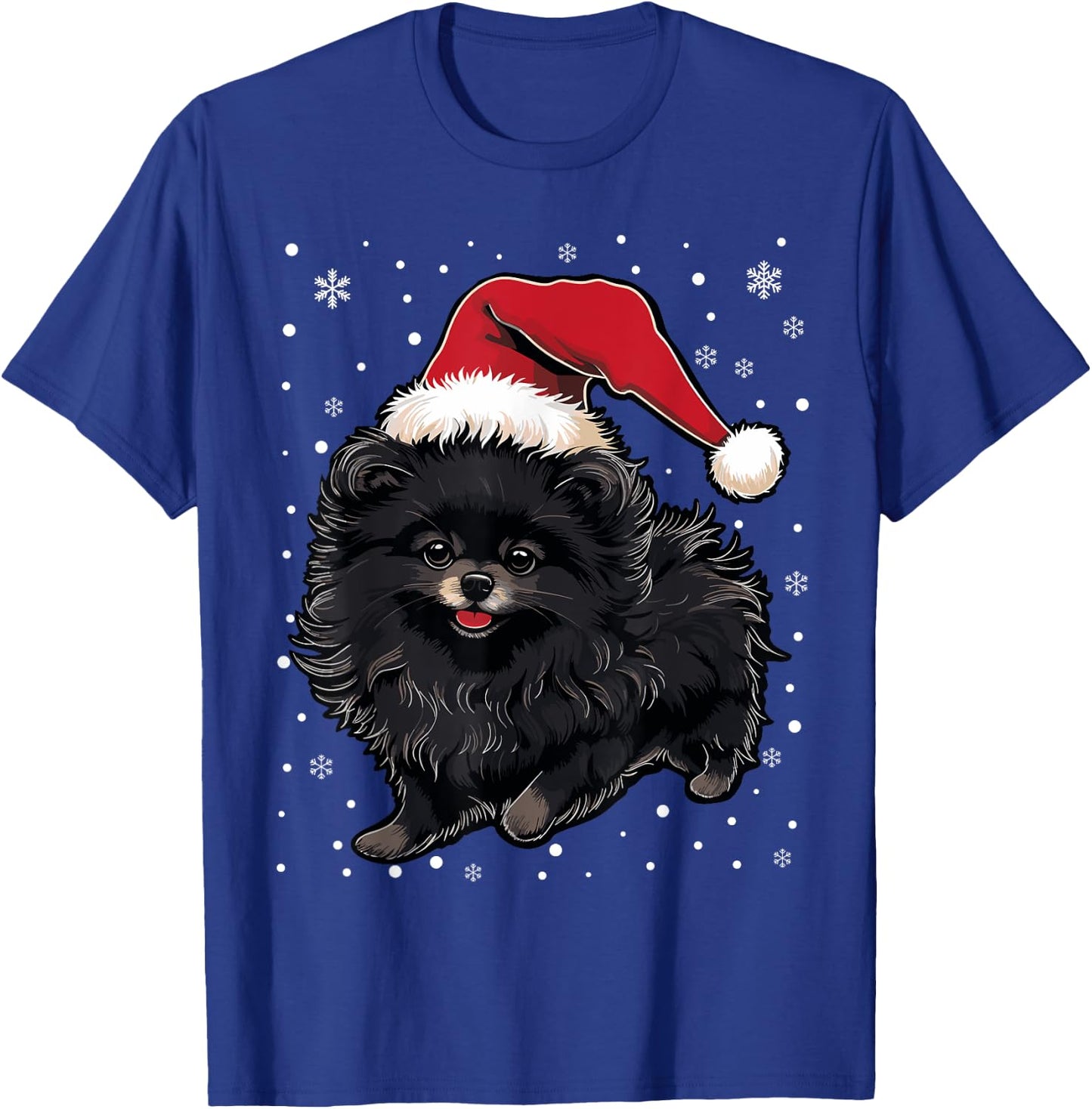 Black Pomeranian Dog Christmas Santa Hat Xmas Pajama Men Women Kids T-Shirt - T-Shirt | Royal