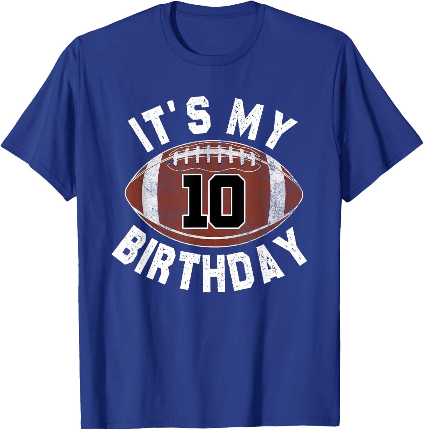 10th Birthday Football 10 Year Old Boy Sports Party Kids T-Shirt - T-Shirt | Royal