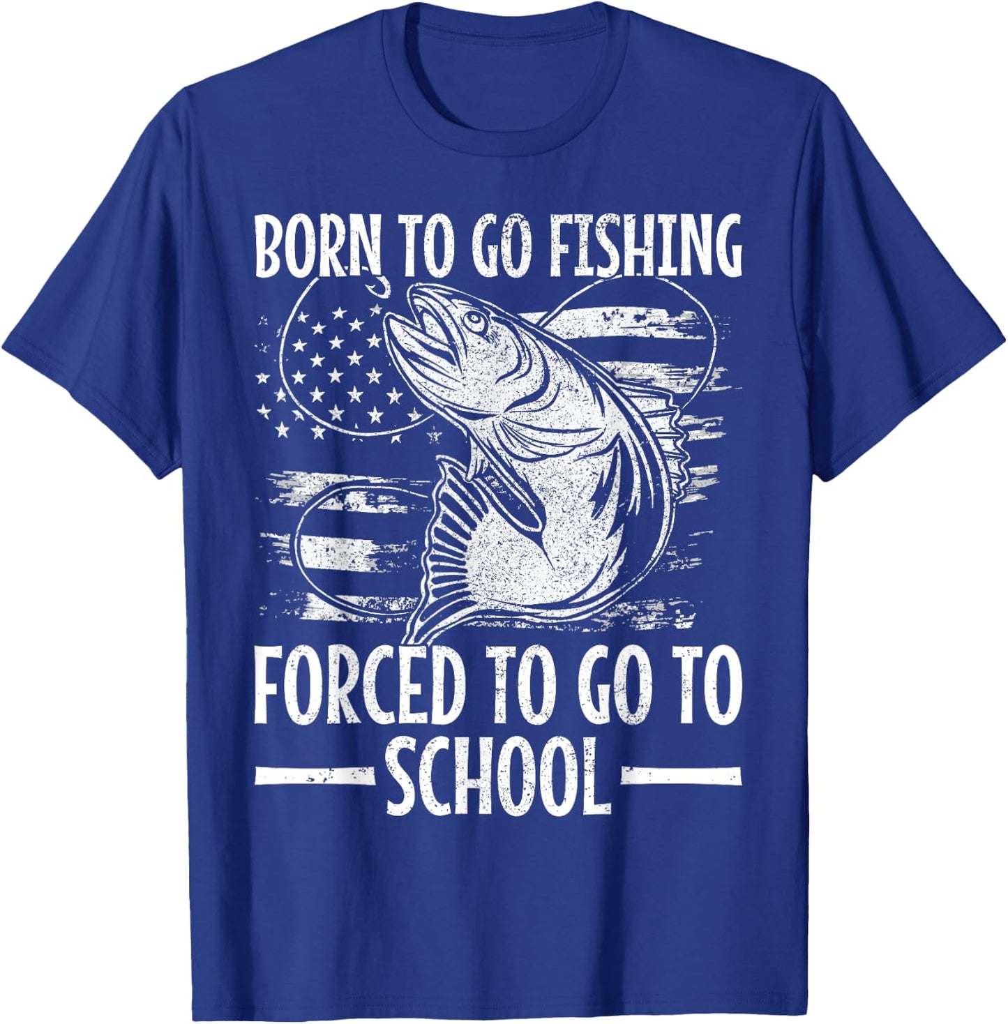 Born to Go Fishing Bass Fish Fisherman Boy Kid Funny Fishing T-Shirt - T-Shirt | Royal