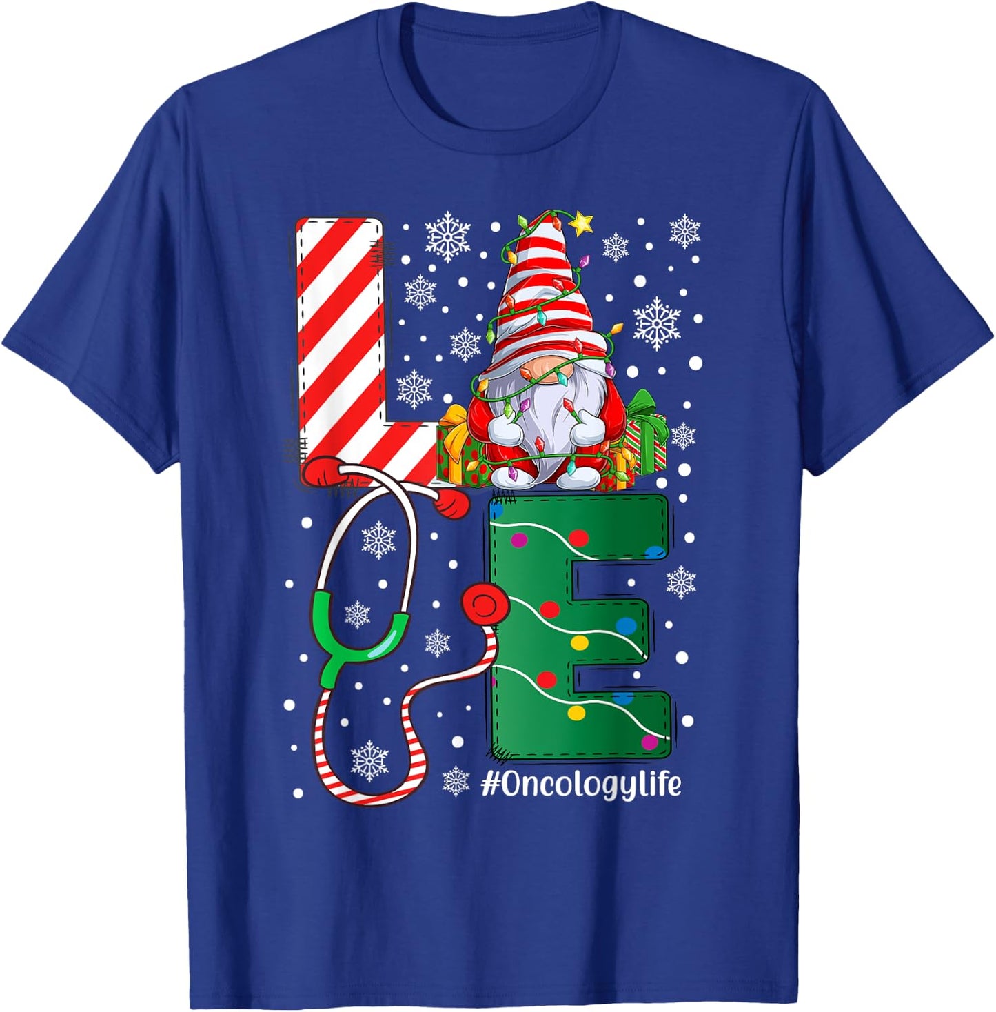 Oncology Nurse Worker Funny Gnomes Christmas Love Nurse Life T-Shirt - T-Shirt | Royal
