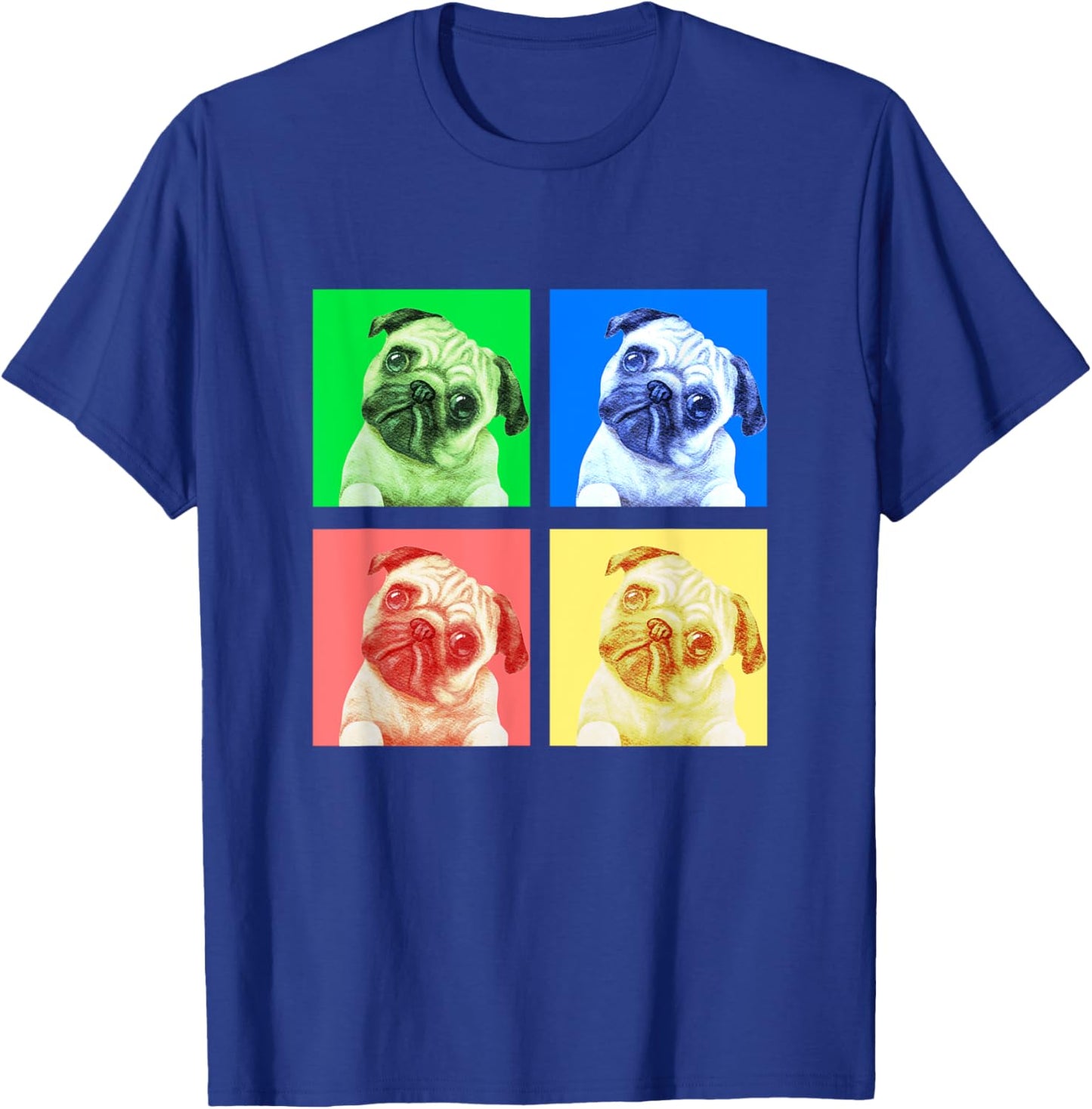 Cute Pug Dog Lovers Shirt Colorful Stylish Retro Boys Girls T-Shirt - T-Shirt | Royal