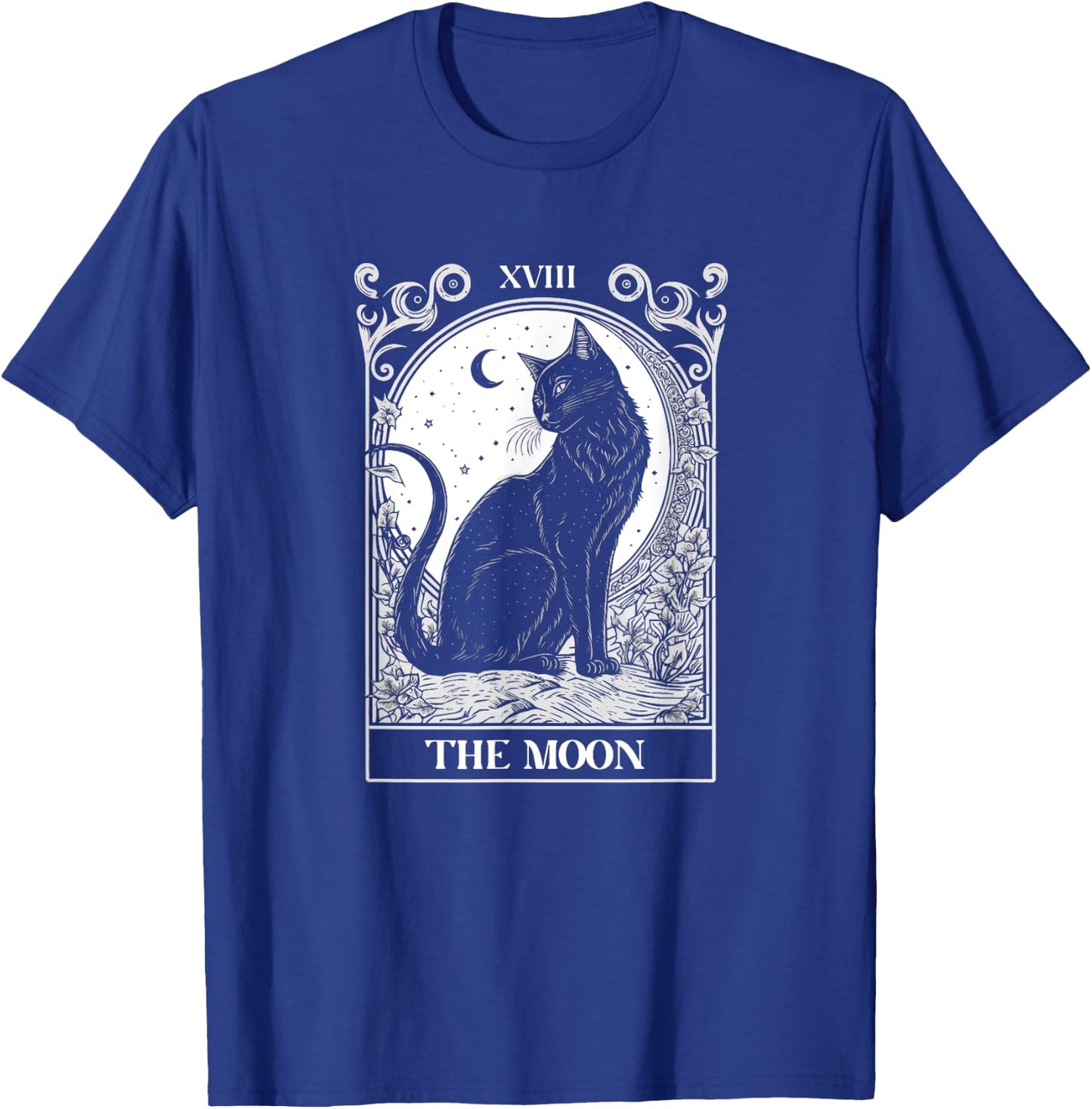 Cat Tarot Card The Moon Tarot Card Cat Lover Graphic Men Women Kids T-Shirt - T-Shirt | Royal