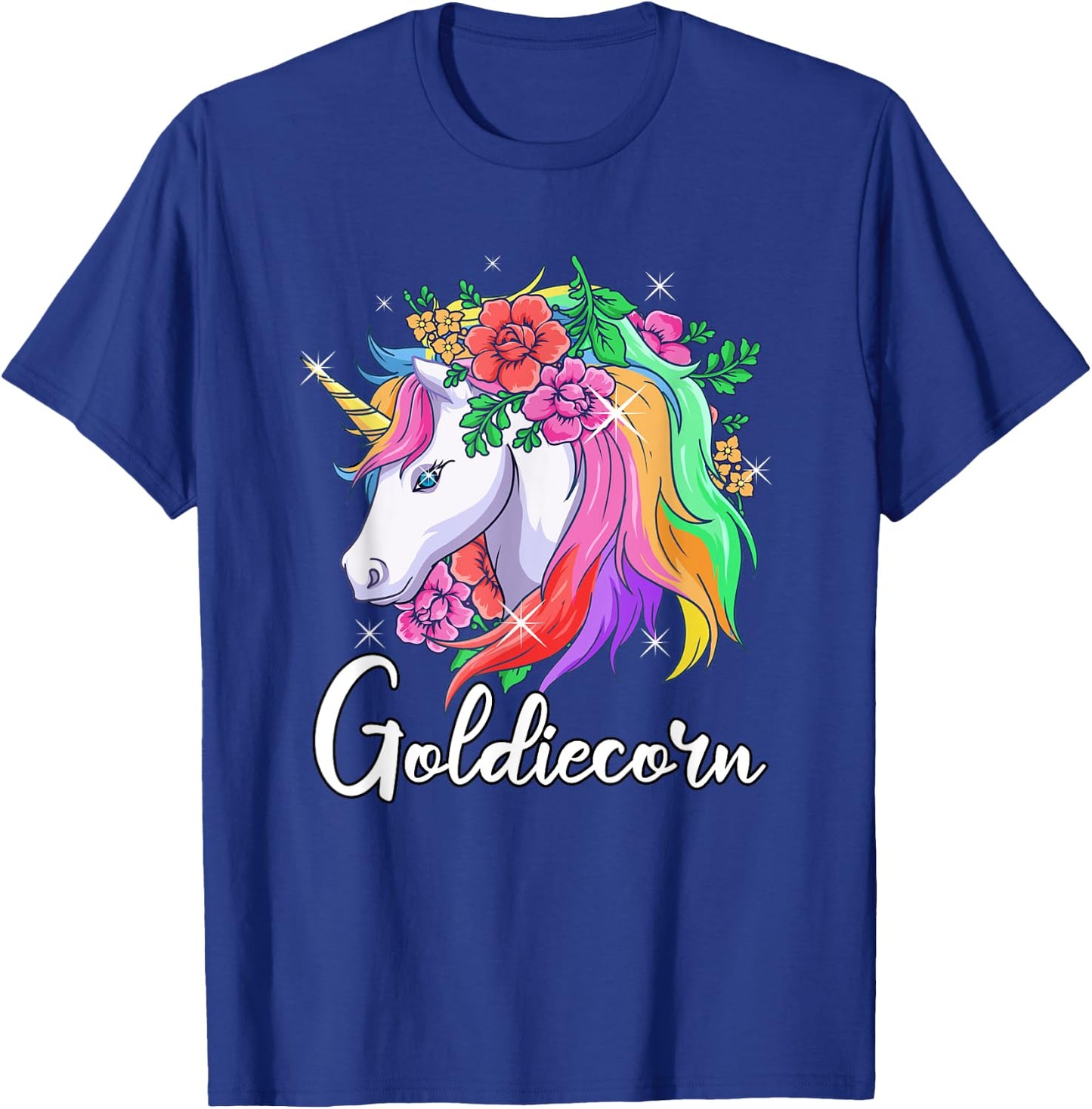 Cute Goldiecorn Personalized Name Unicorn Goldie T-Shirt - T-Shirt | Royal