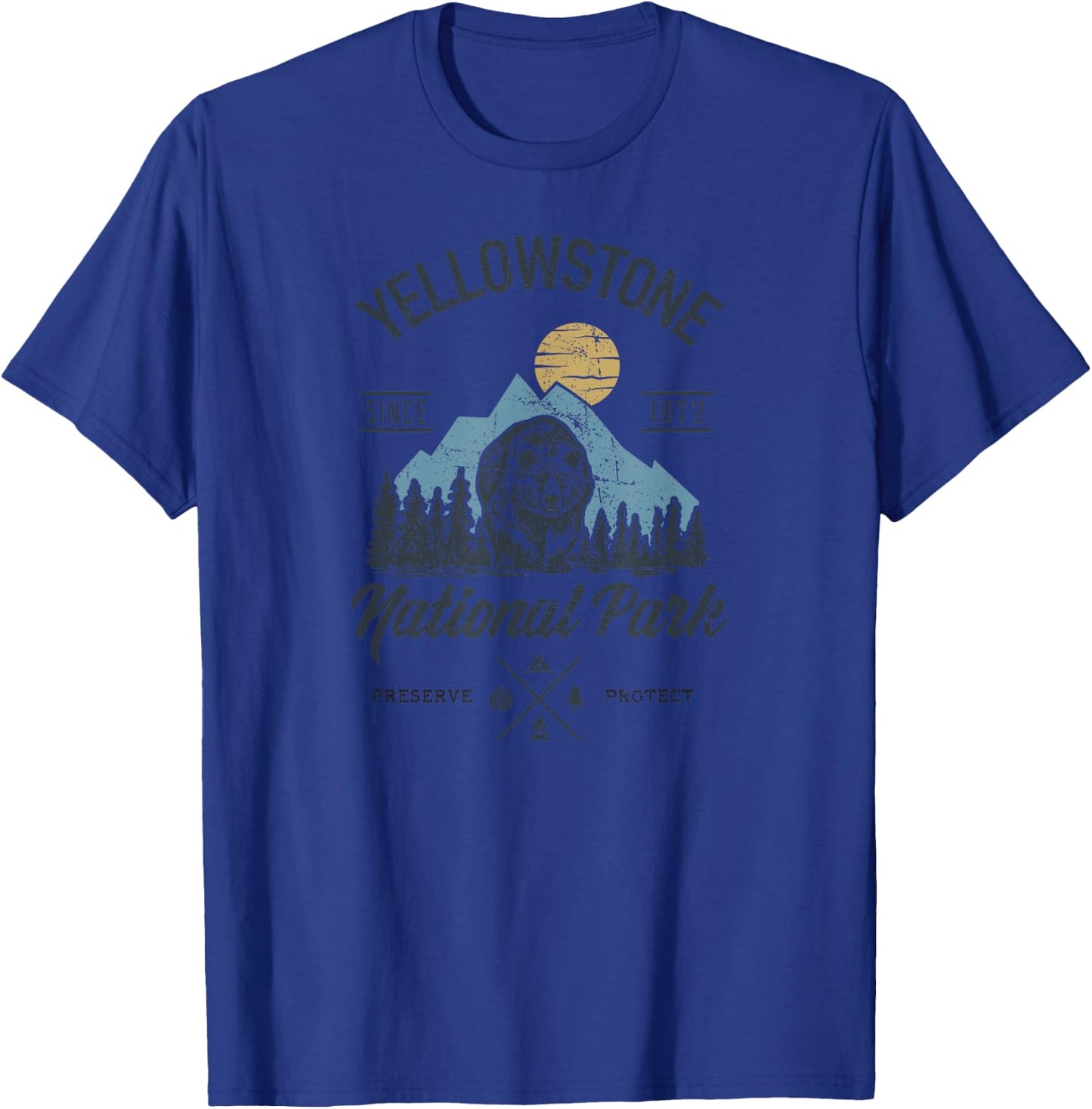 Vintage Retro Yellowstone National Park Hiking T-Shirt - T-Shirt | Royal