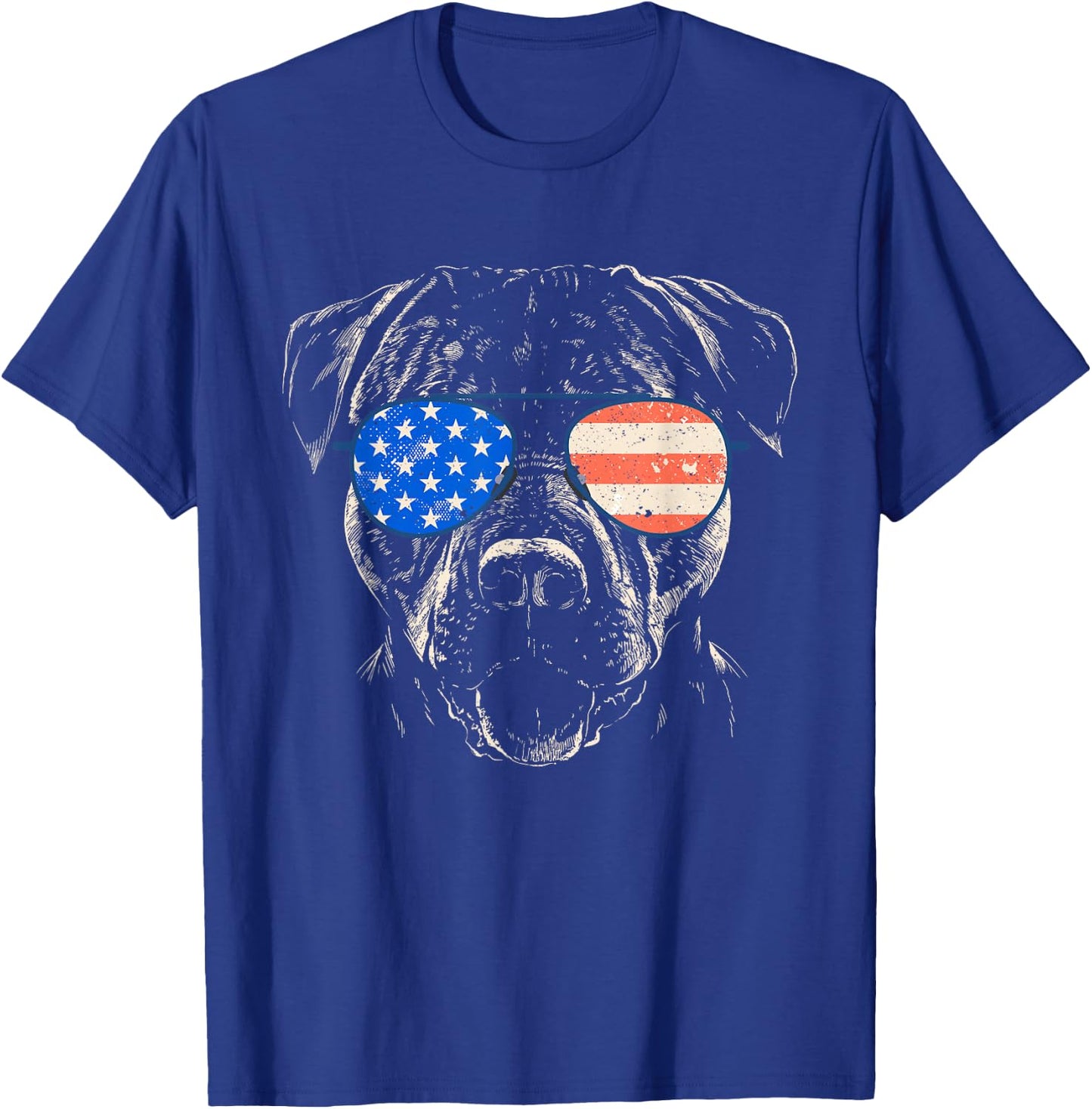 Pitbull American Flag 4th Of July Pitbull Dad Mom Dog Lover T-Shirt - T-Shirt | Royal