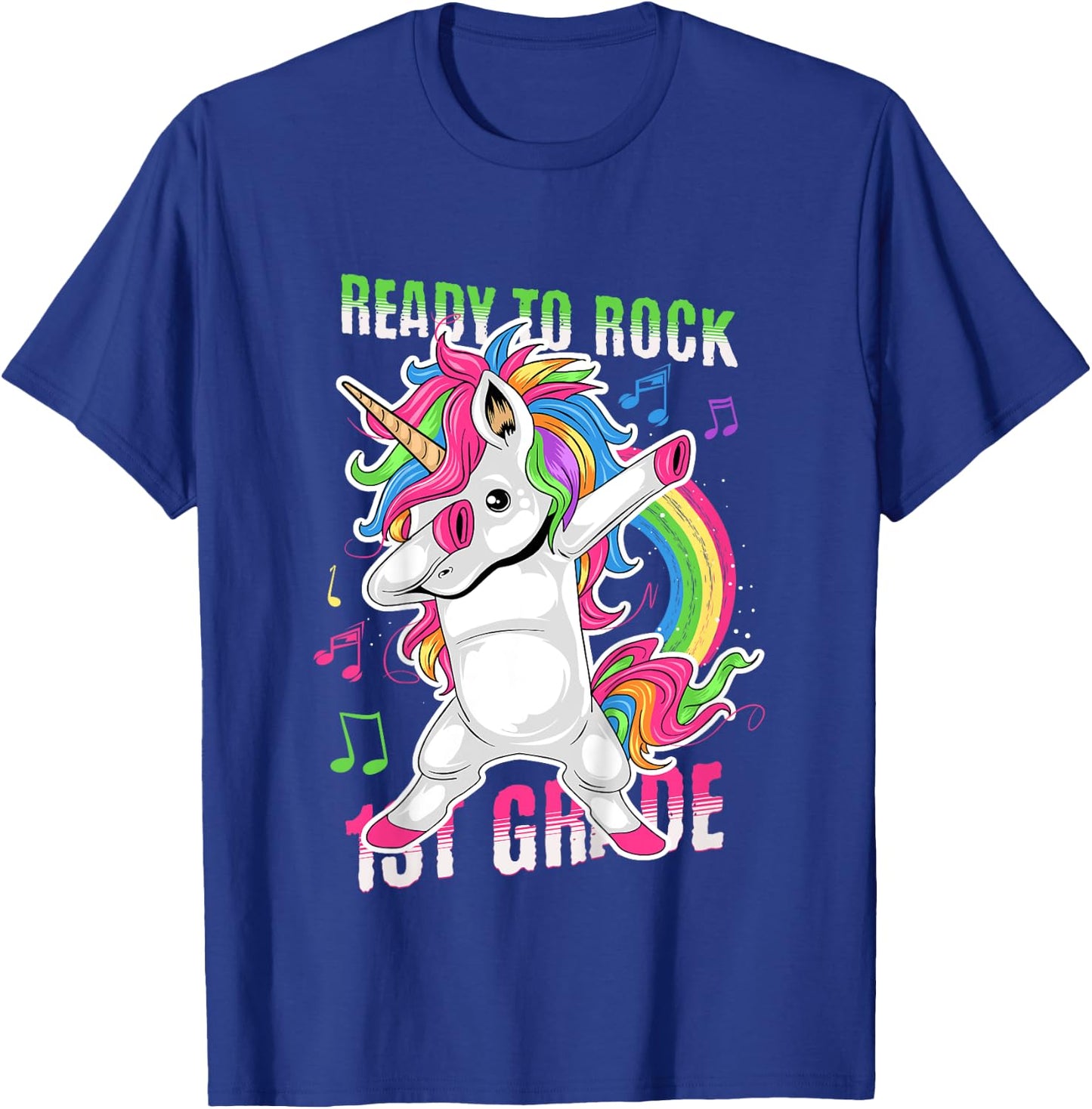 Kids Cute Girls Unicorn Ready To Rock 1st Grade Graphic T-Shirt - T-Shirt | Royal