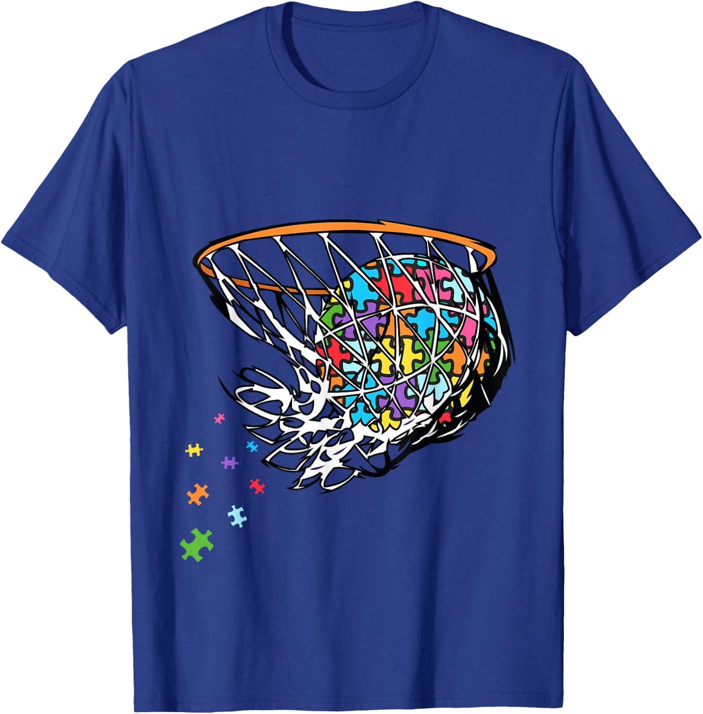 Basketball Autism Puzzle Autism Awareness Basketball Ball T-Shirt - T-Shirt | Royal